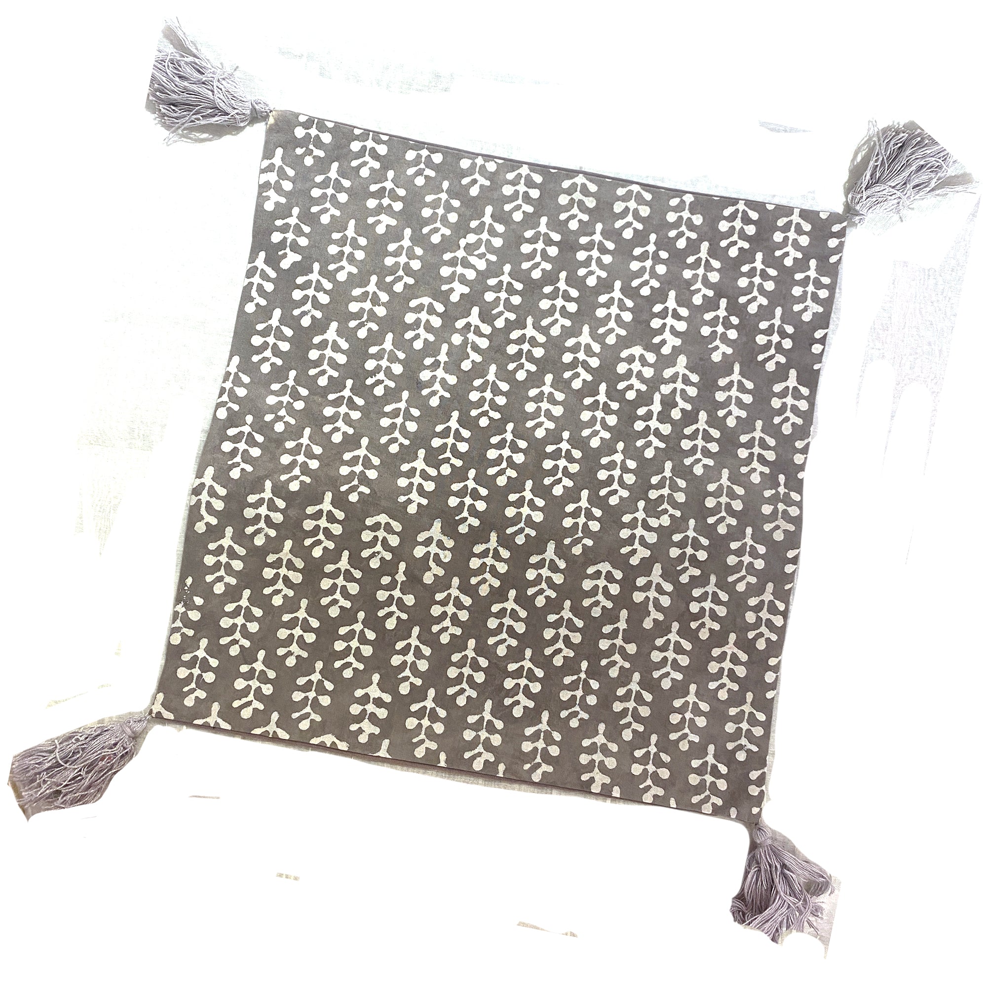 16 inch Grey & White Block Print Pillowcover - Vintage India NYC