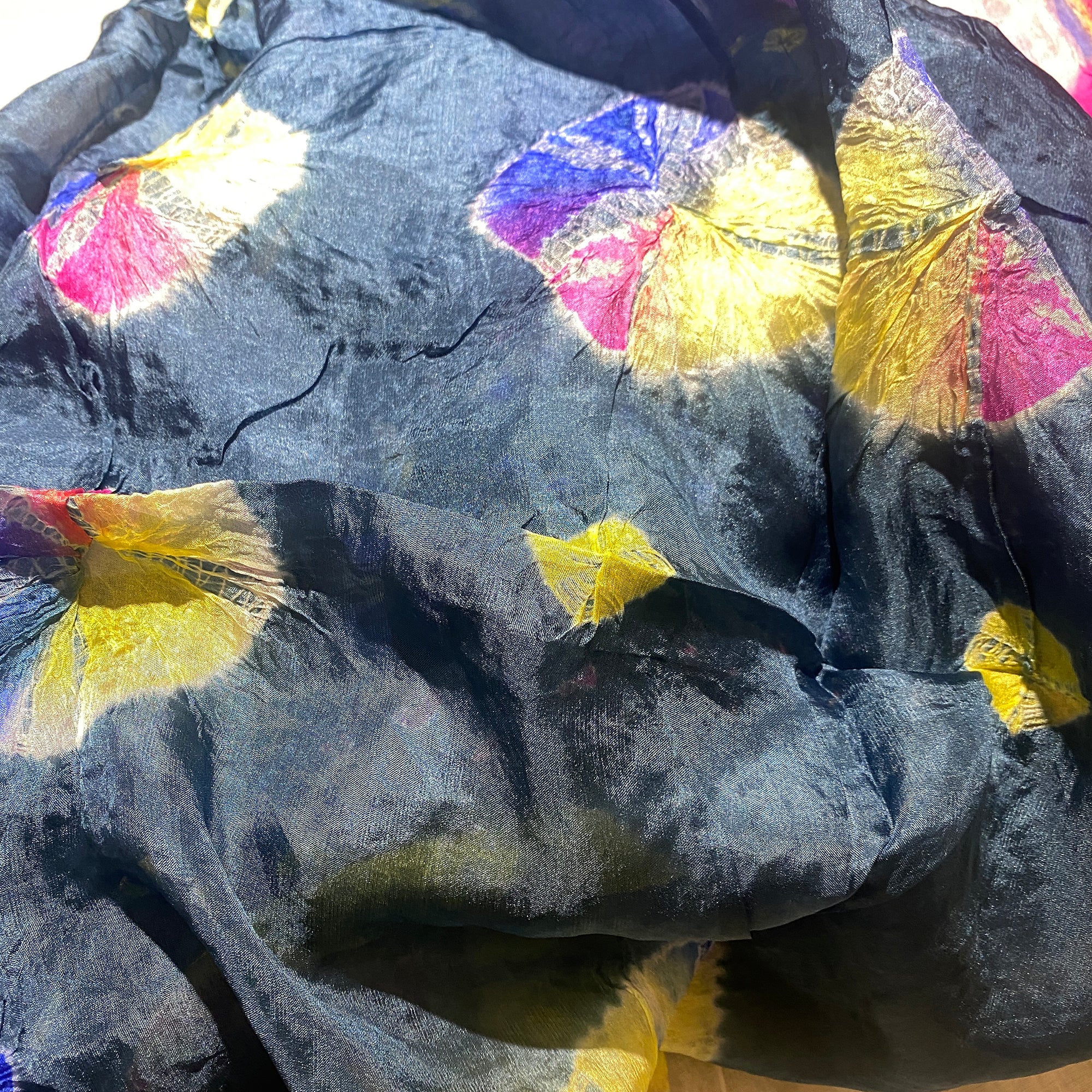 LH Bandhani Tie Dye Pure Silk Scarves - Vintage India NYC