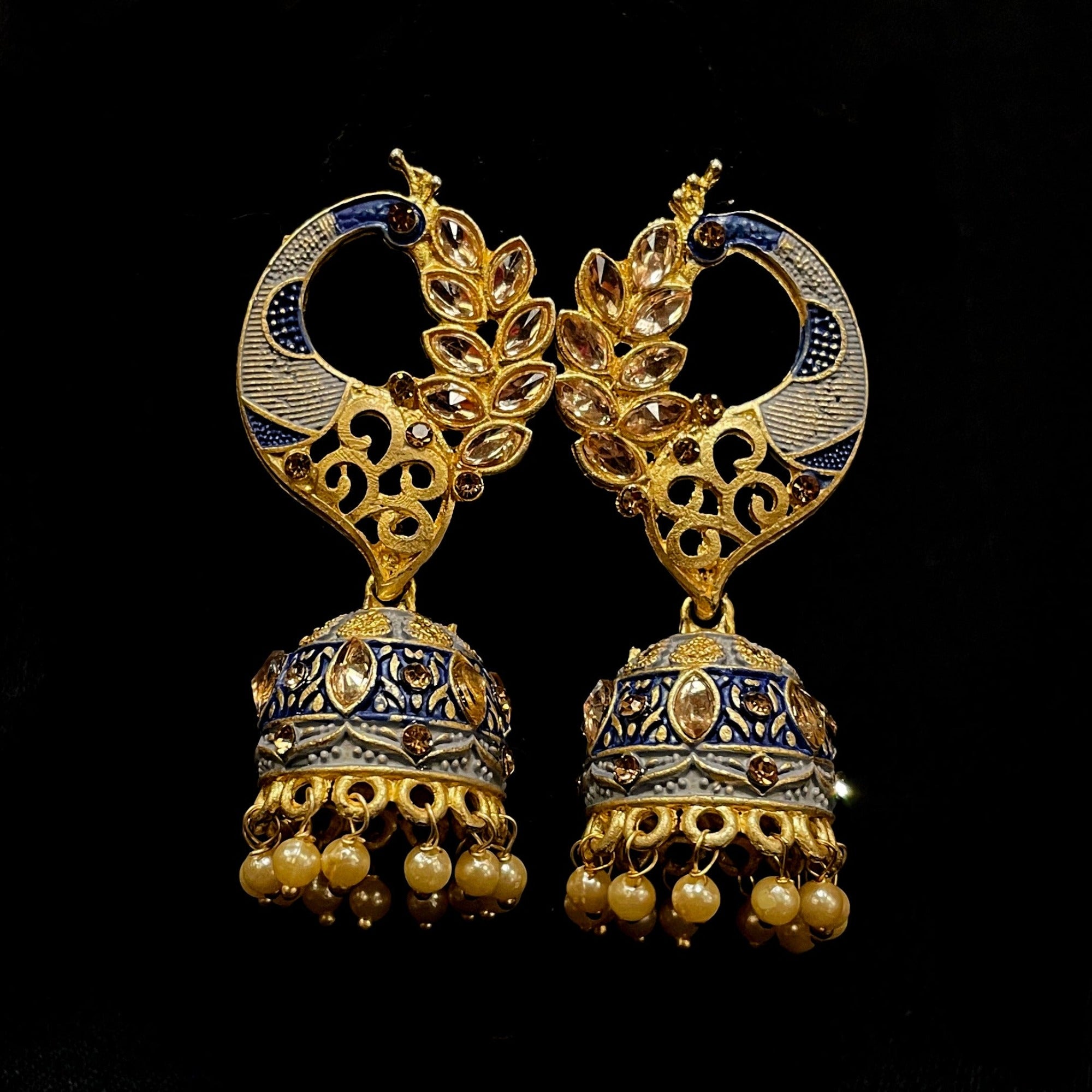 Enamel Jhumki Earrings-5 Colors - Vintage India NYC