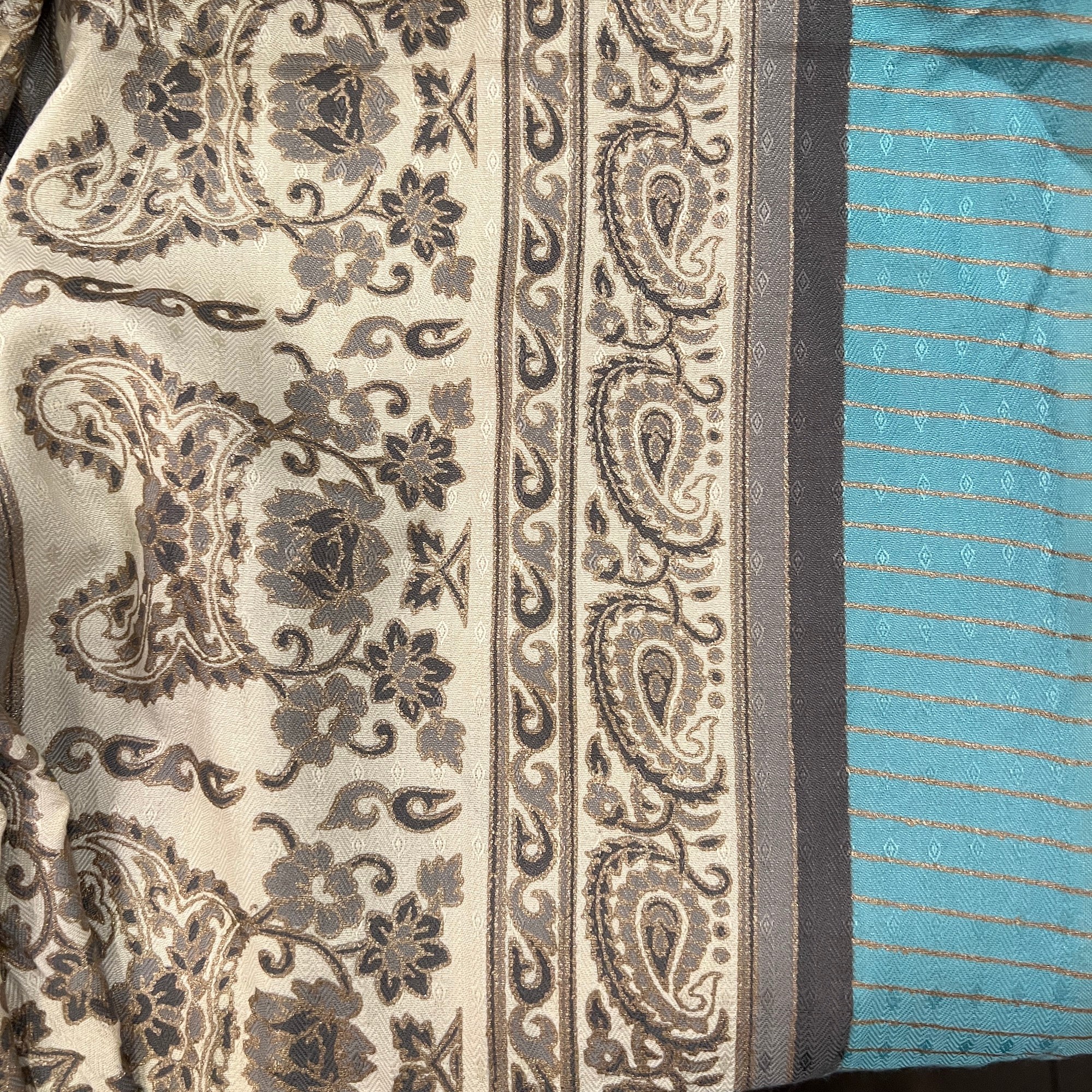 Grey Print Woolen Shawl Scarf - 3 Colors - Vintage India NYC