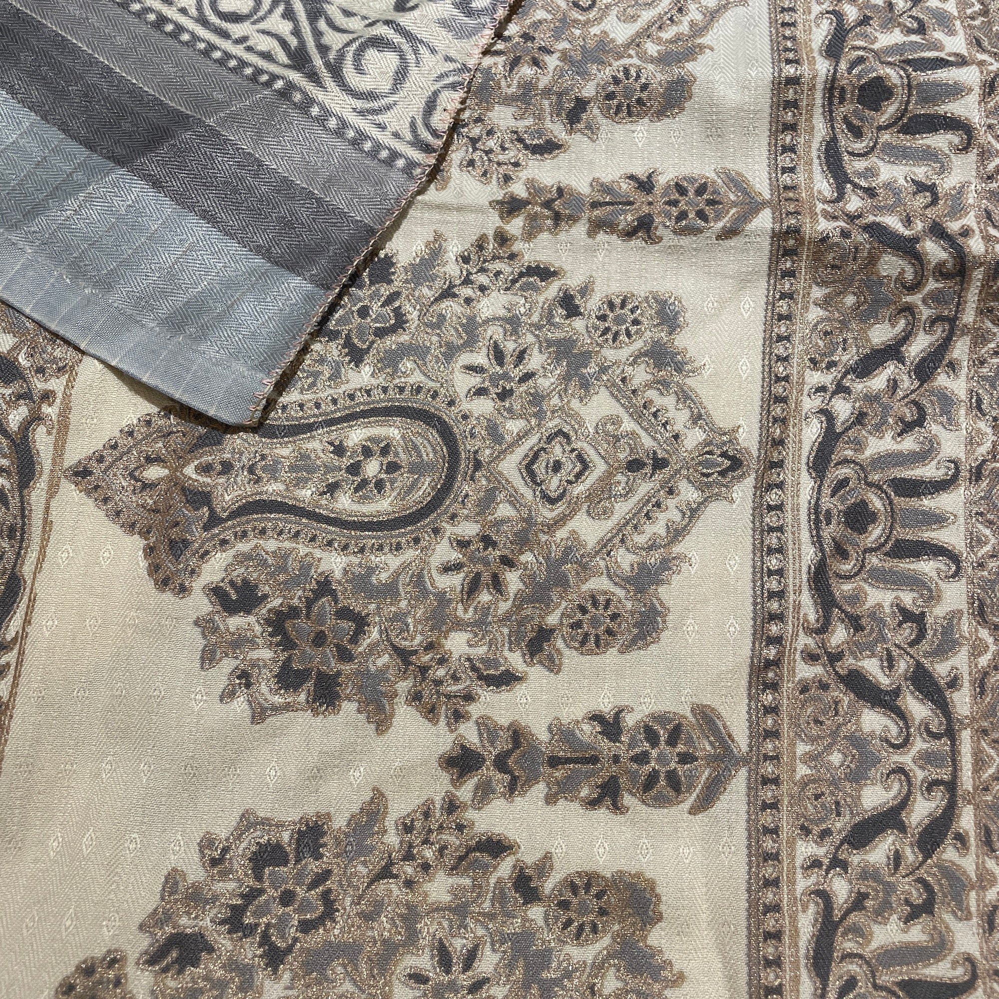 Grey Print Woolen Shawl Scarf - 3 Colors - Vintage India NYC
