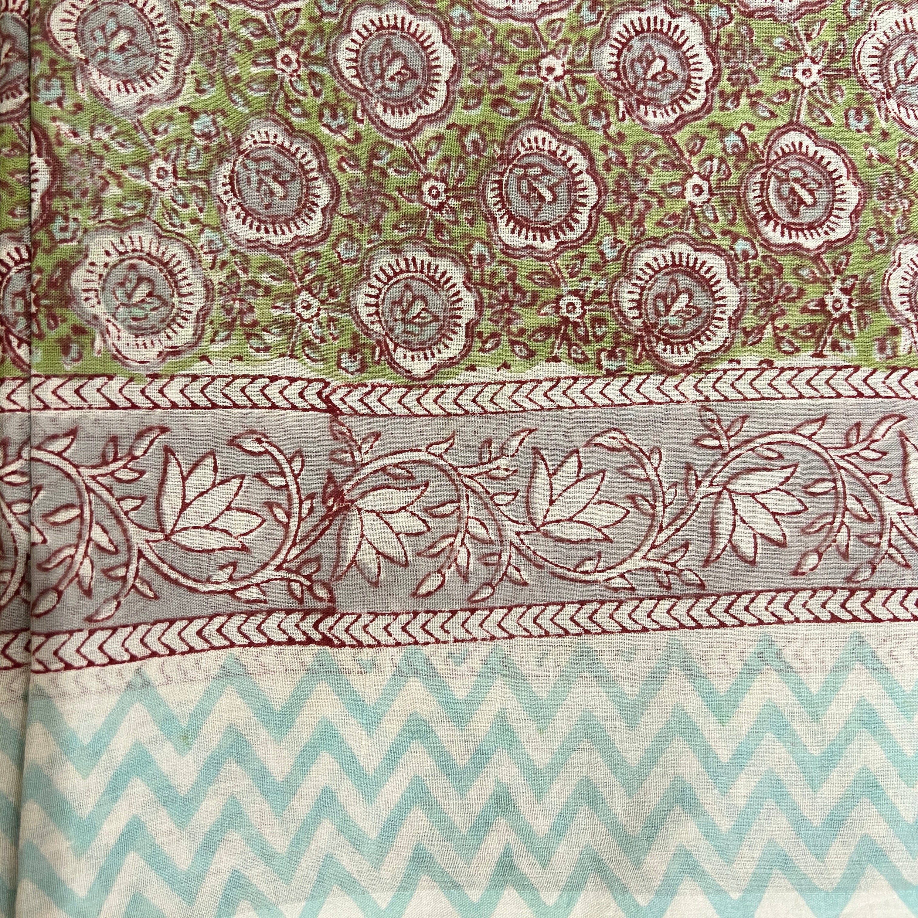 Block Print Sarongs/Scarves-Yellow Greens - Vintage India NYC