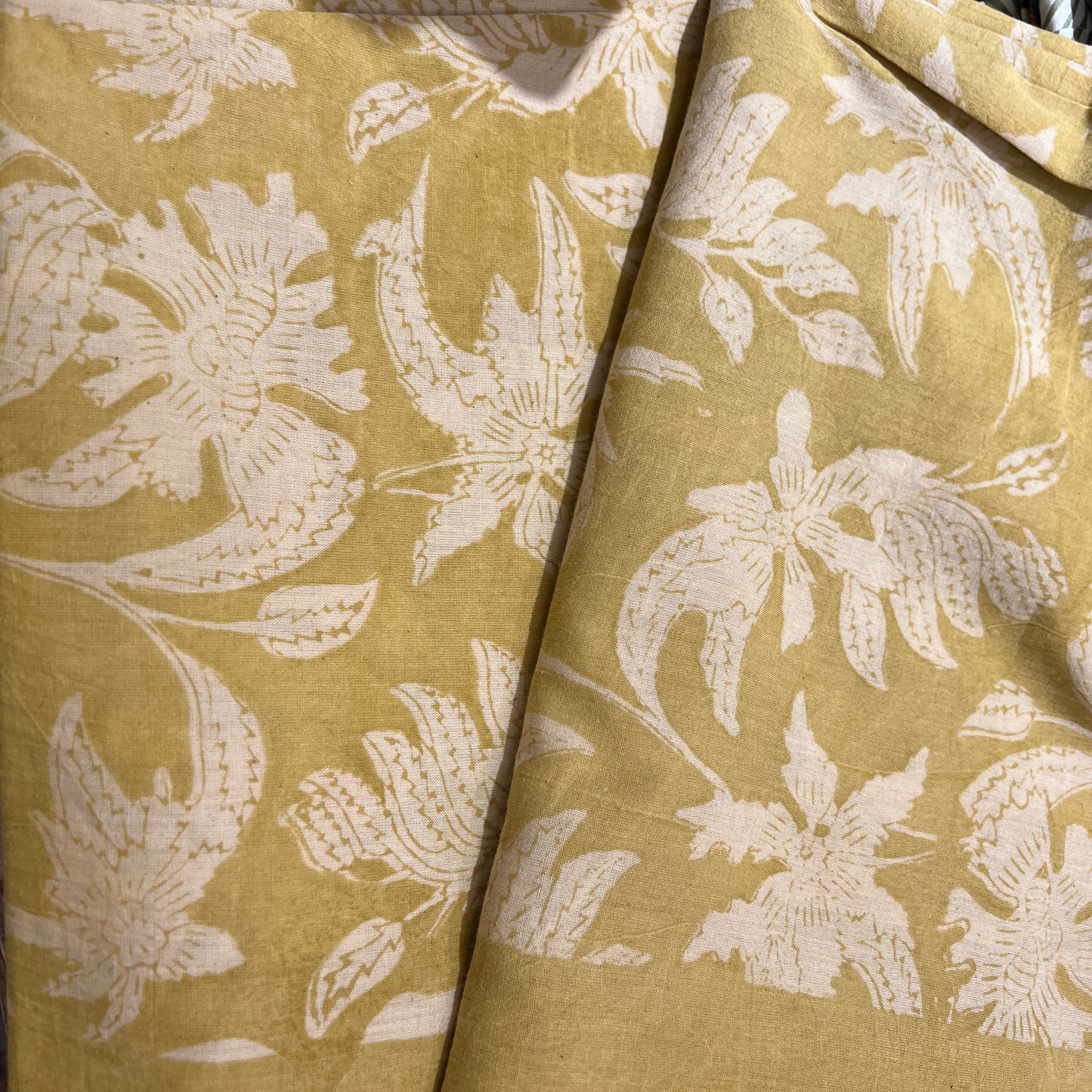 Block Print Sarongs/Scarves-Yellow Greens - Vintage India NYC