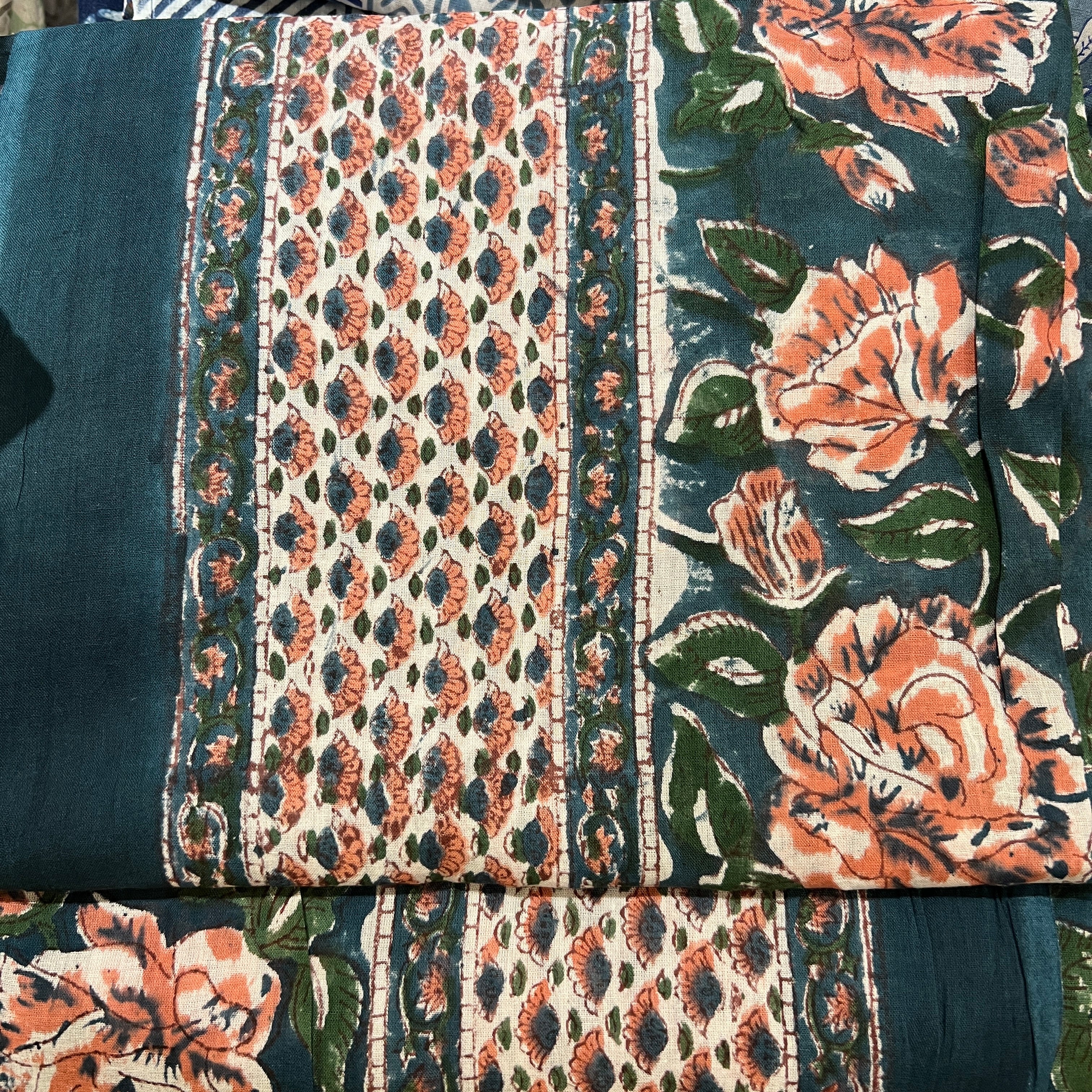 Block Print Sarongs/Scarves-Yellow Greens - Vintage India NYC