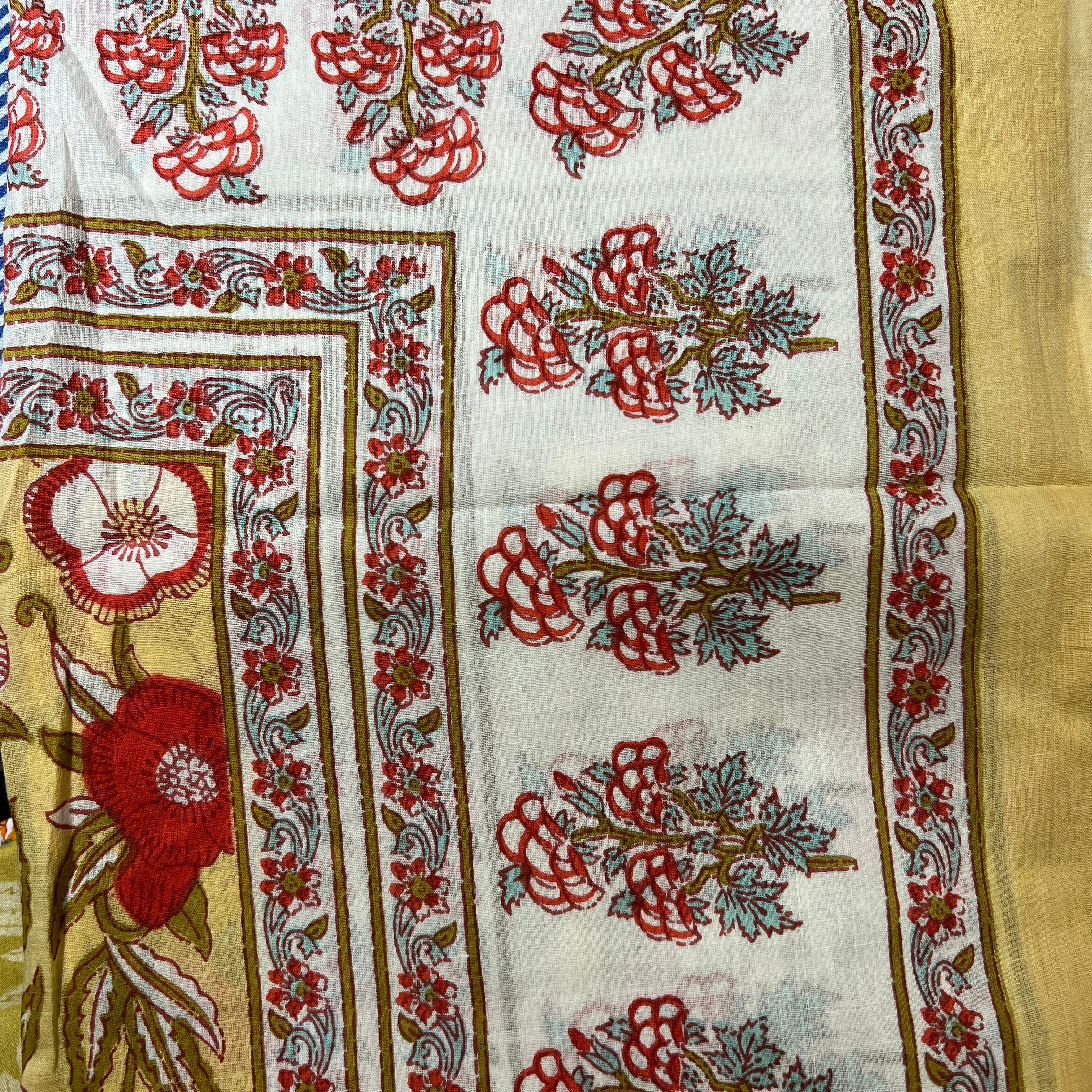 Block Print Sarongs/Scarves-Yellow Greens - Vintage India NYC