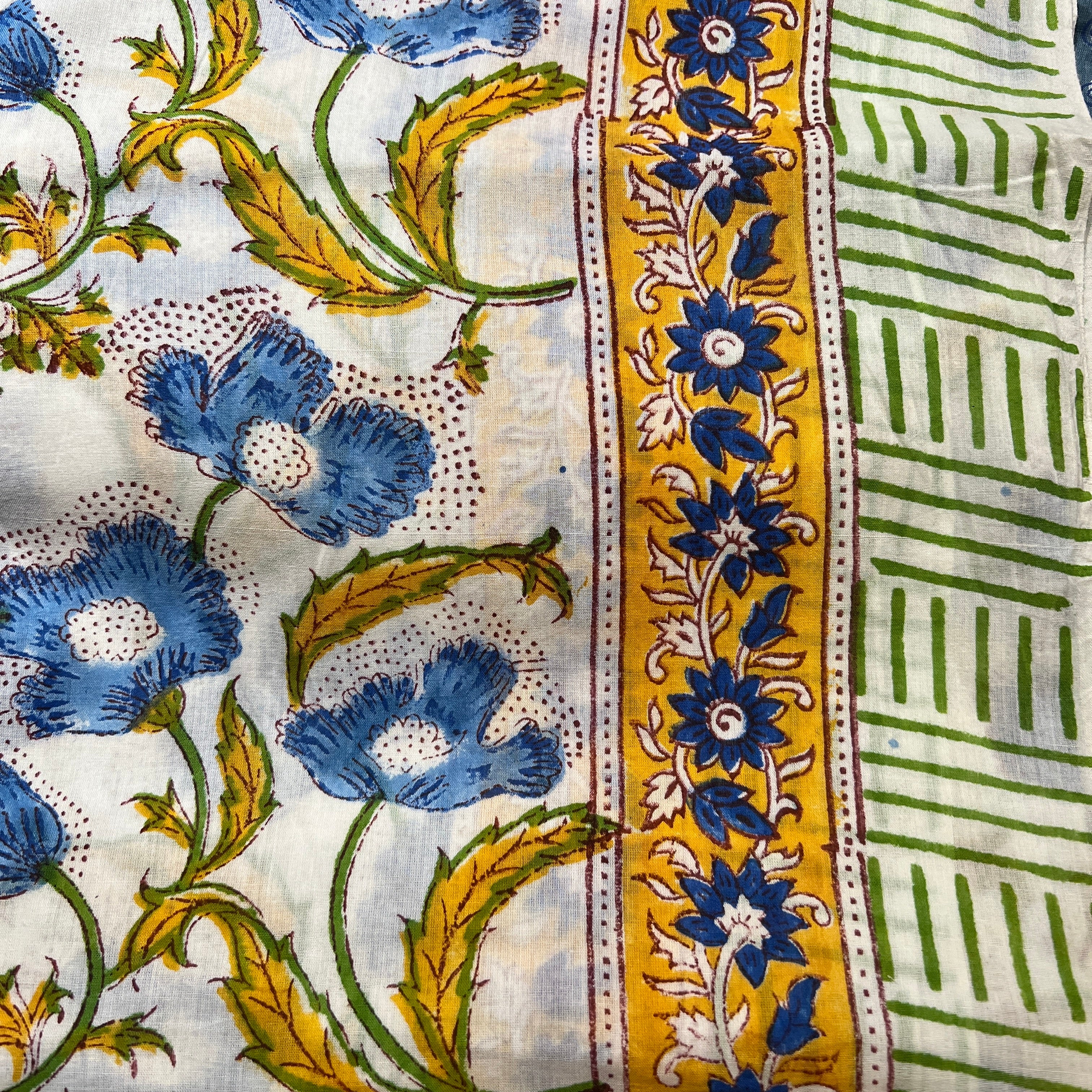 Block Print Sarongs/Scarves-Yellow Greens - Vintage India NYC
