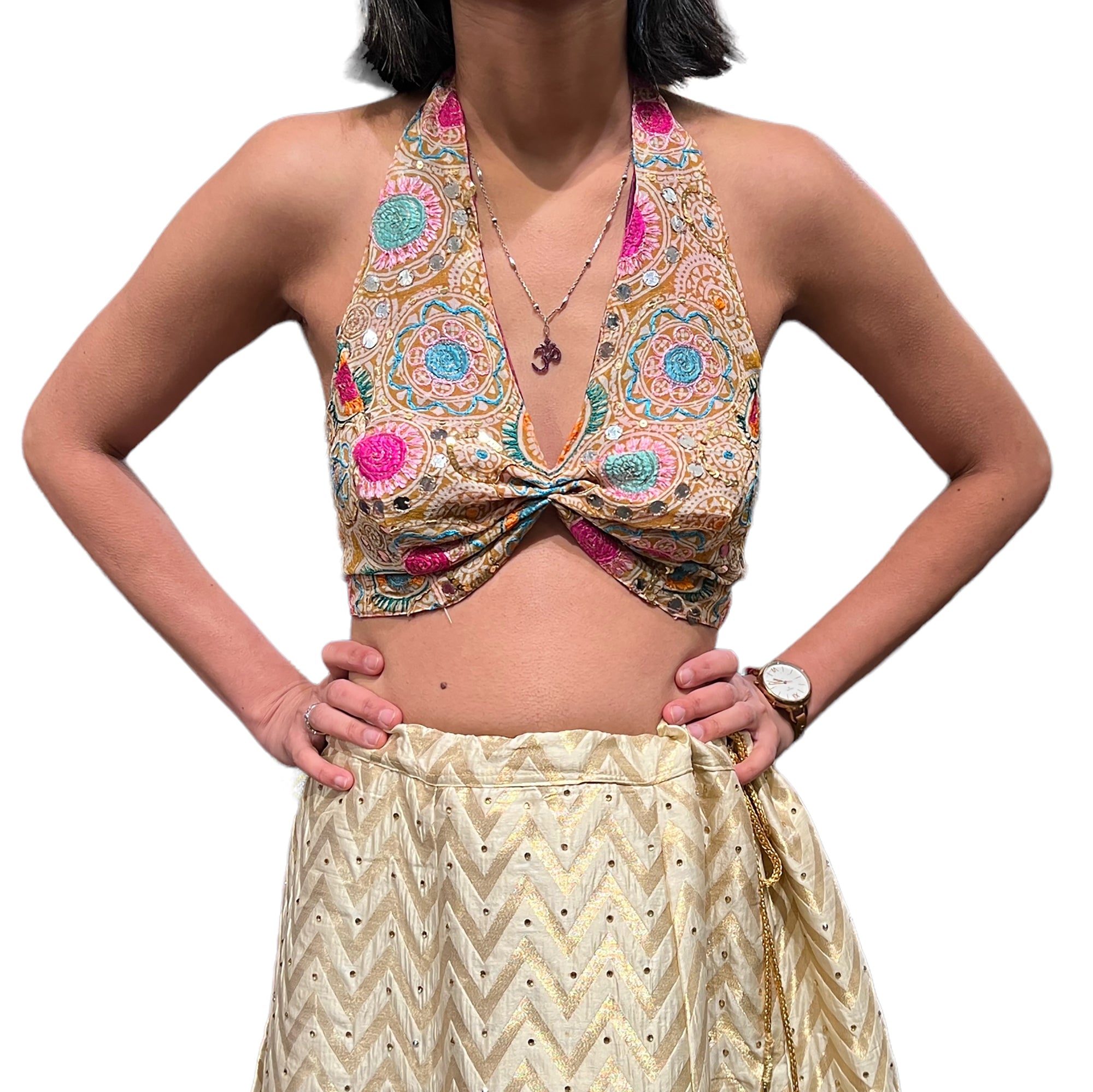 Reversible Halter Blouse-2 Styles - Vintage India NYC