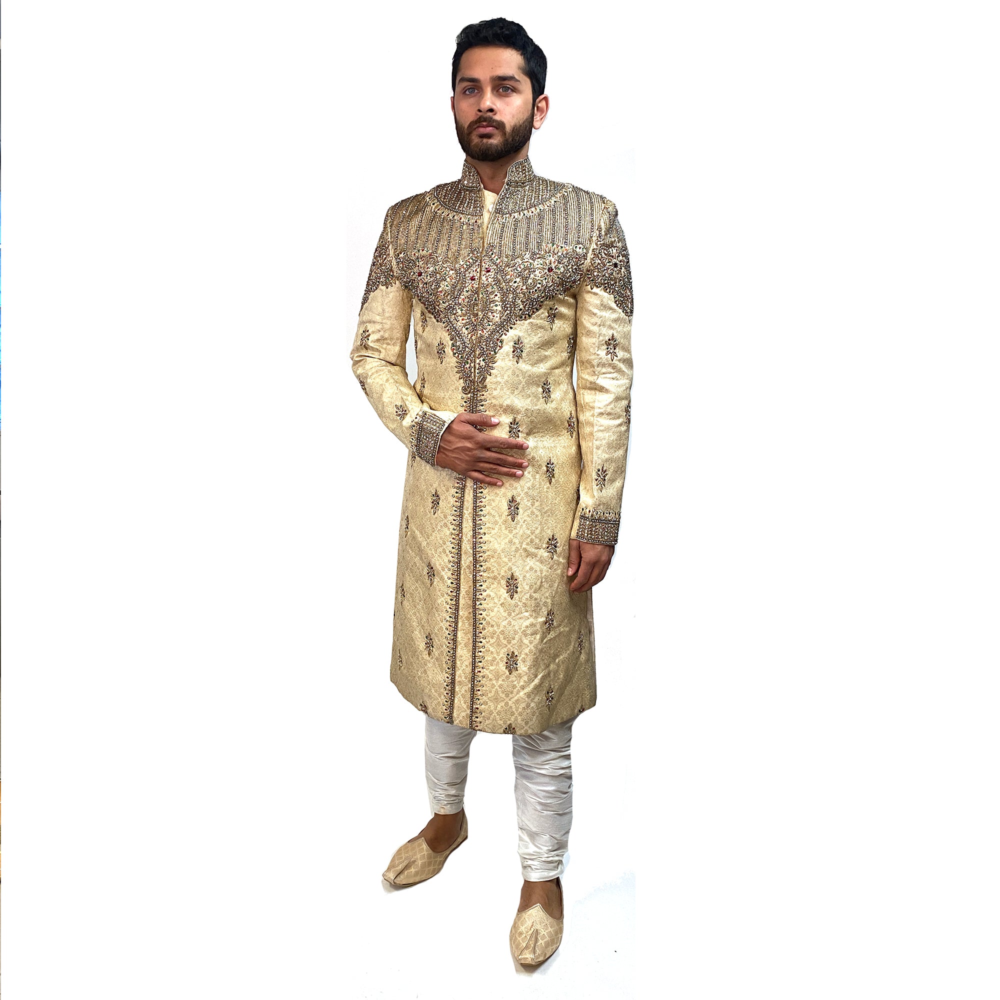 Cream Formal Sherwani - Vintage India NYC