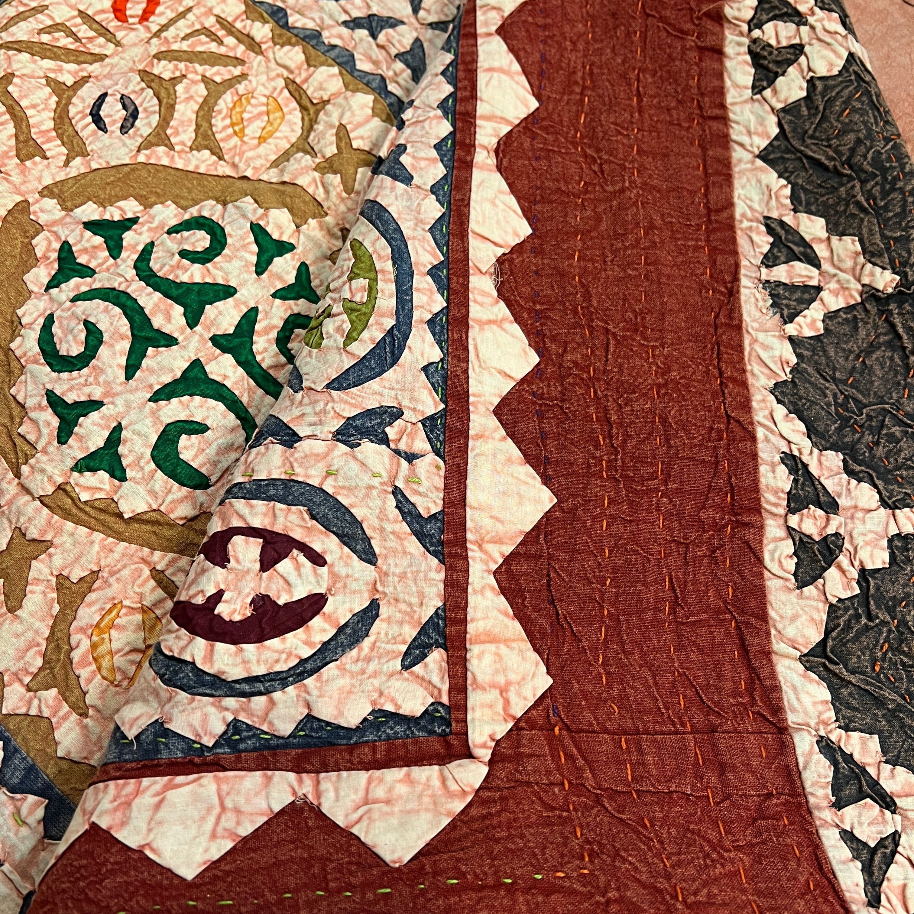 Hand Made Cutwork Bedcover 1 - Vintage India NYC