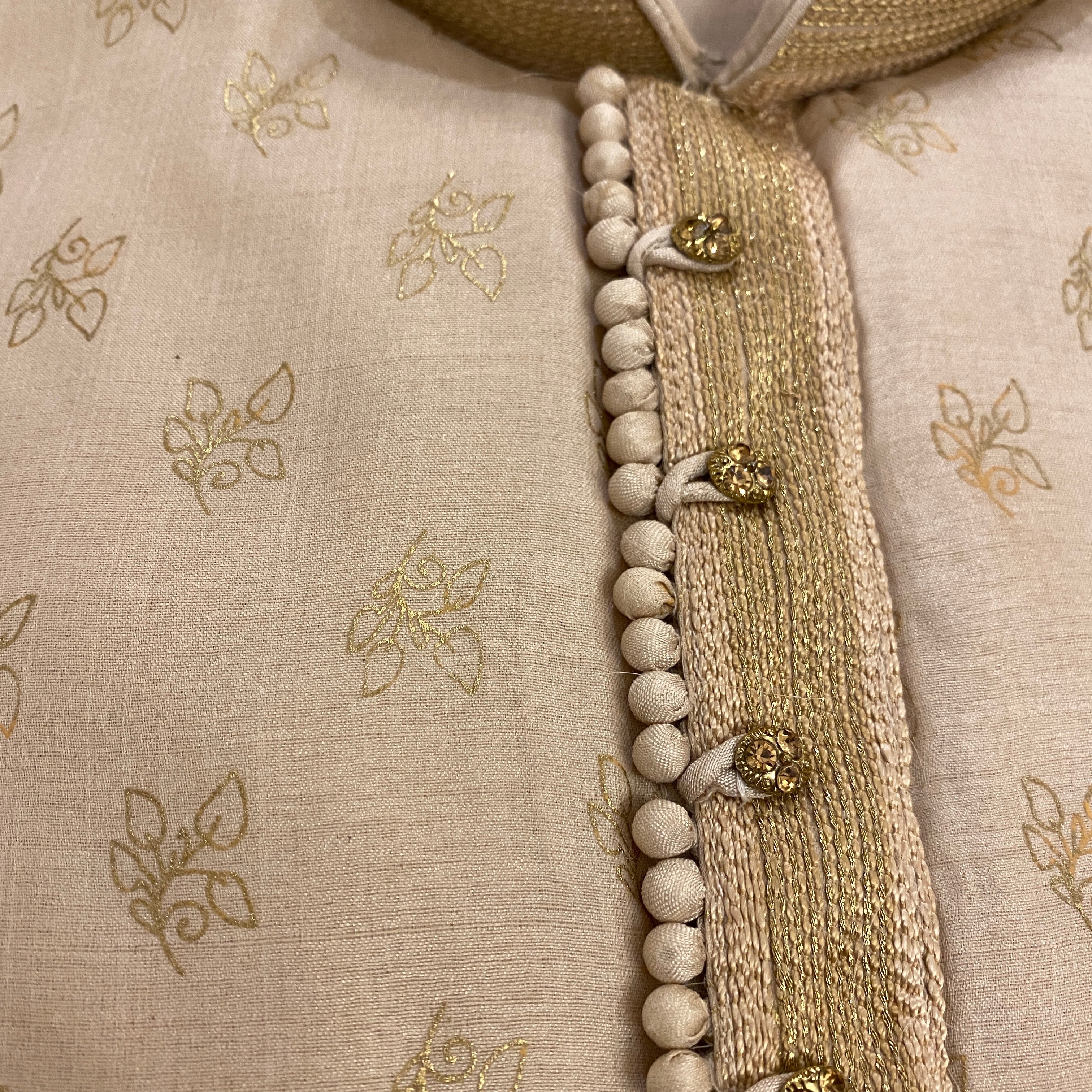 YD Silk with Gold Print Kurta-3 Colors - Vintage India NYC
