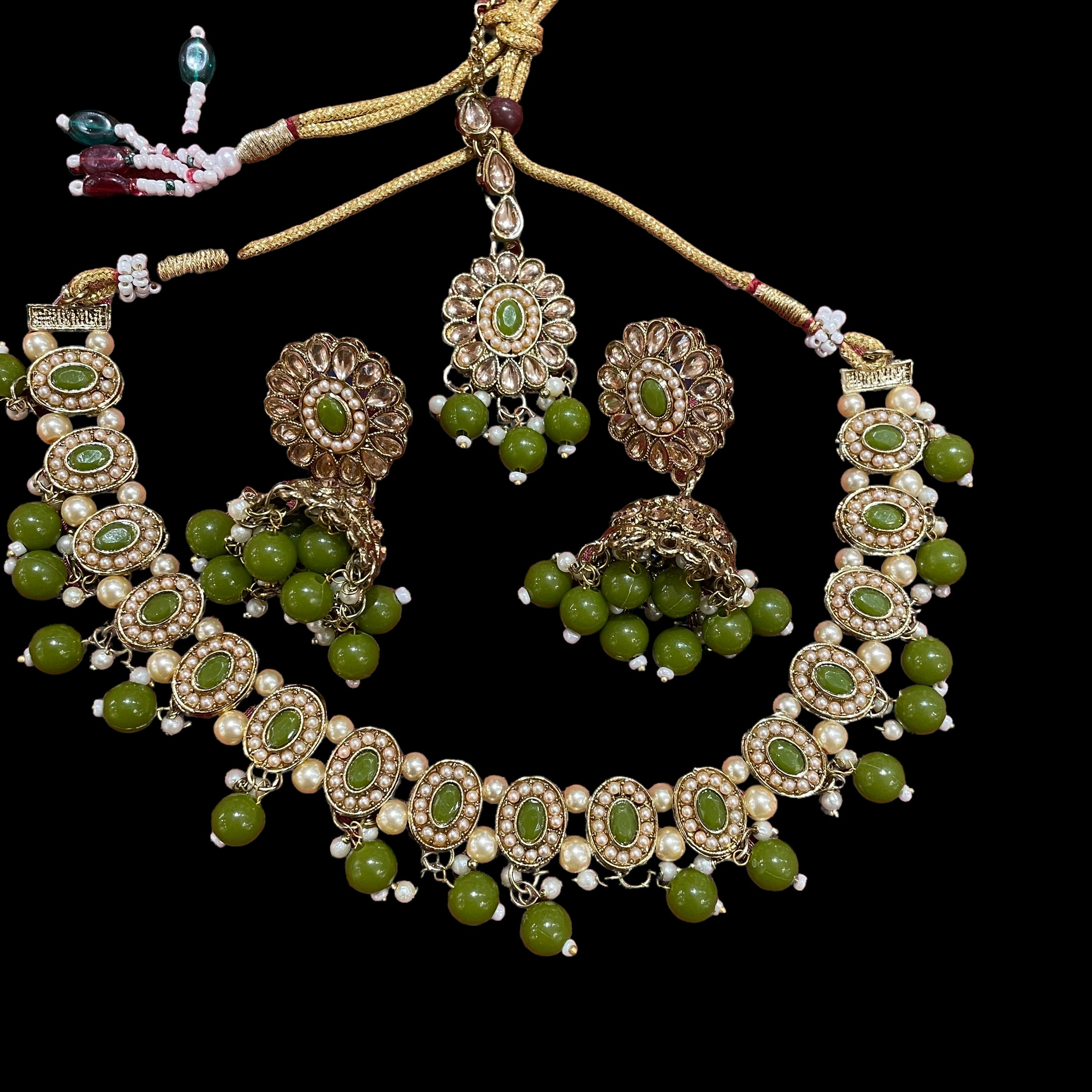 AH Oval and Pearl Necklace Sets - Vintage India NYC