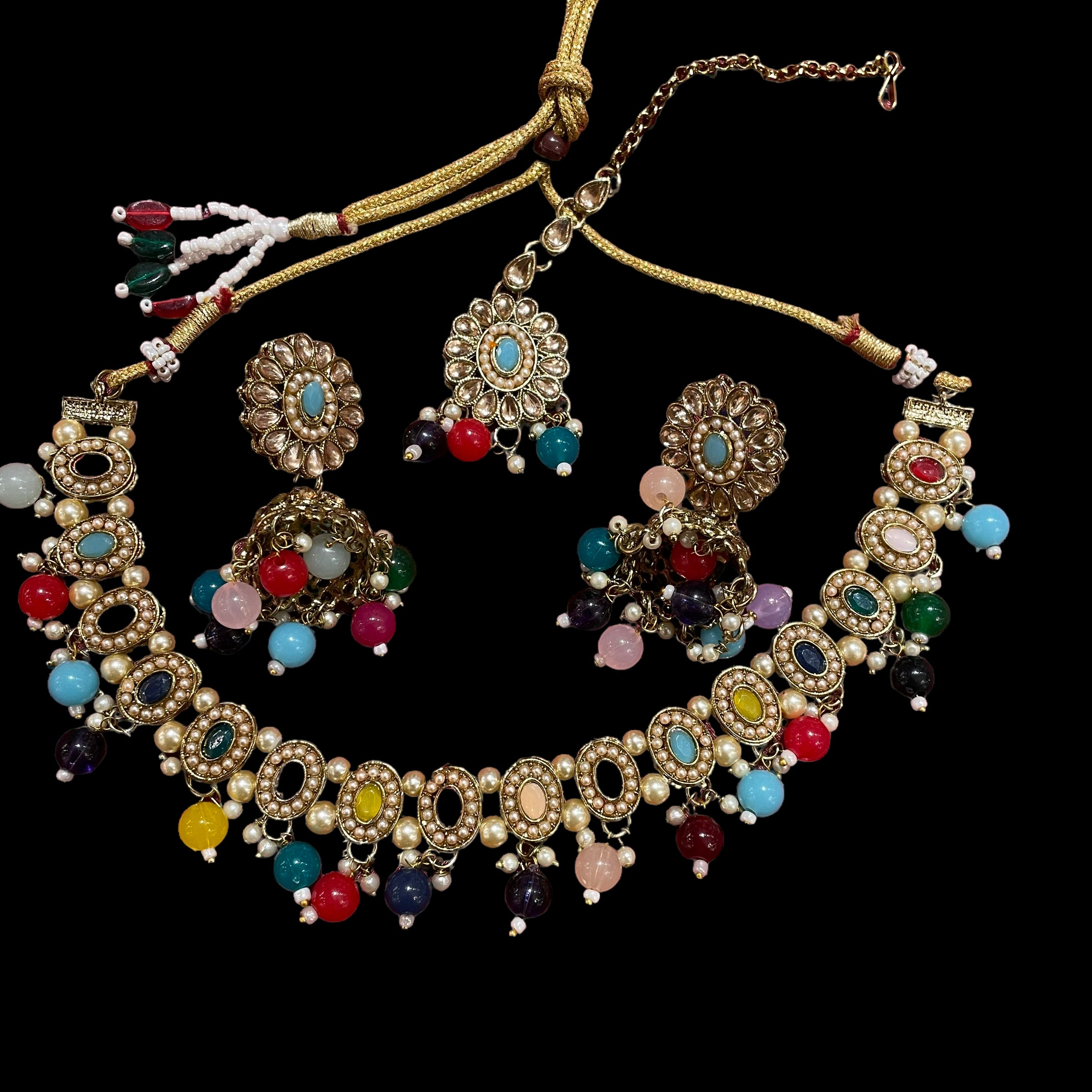 AH Oval and Pearl Necklace Sets - Vintage India NYC