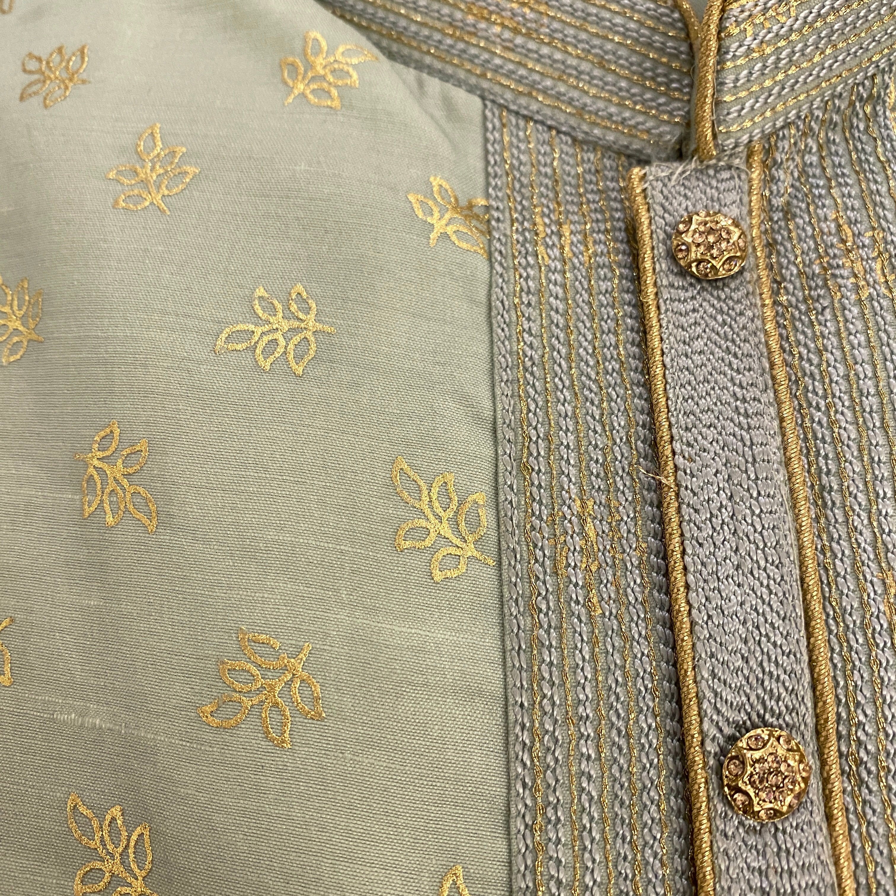 YD Silk with Gold Print Kurta-3 Colors - Vintage India NYC