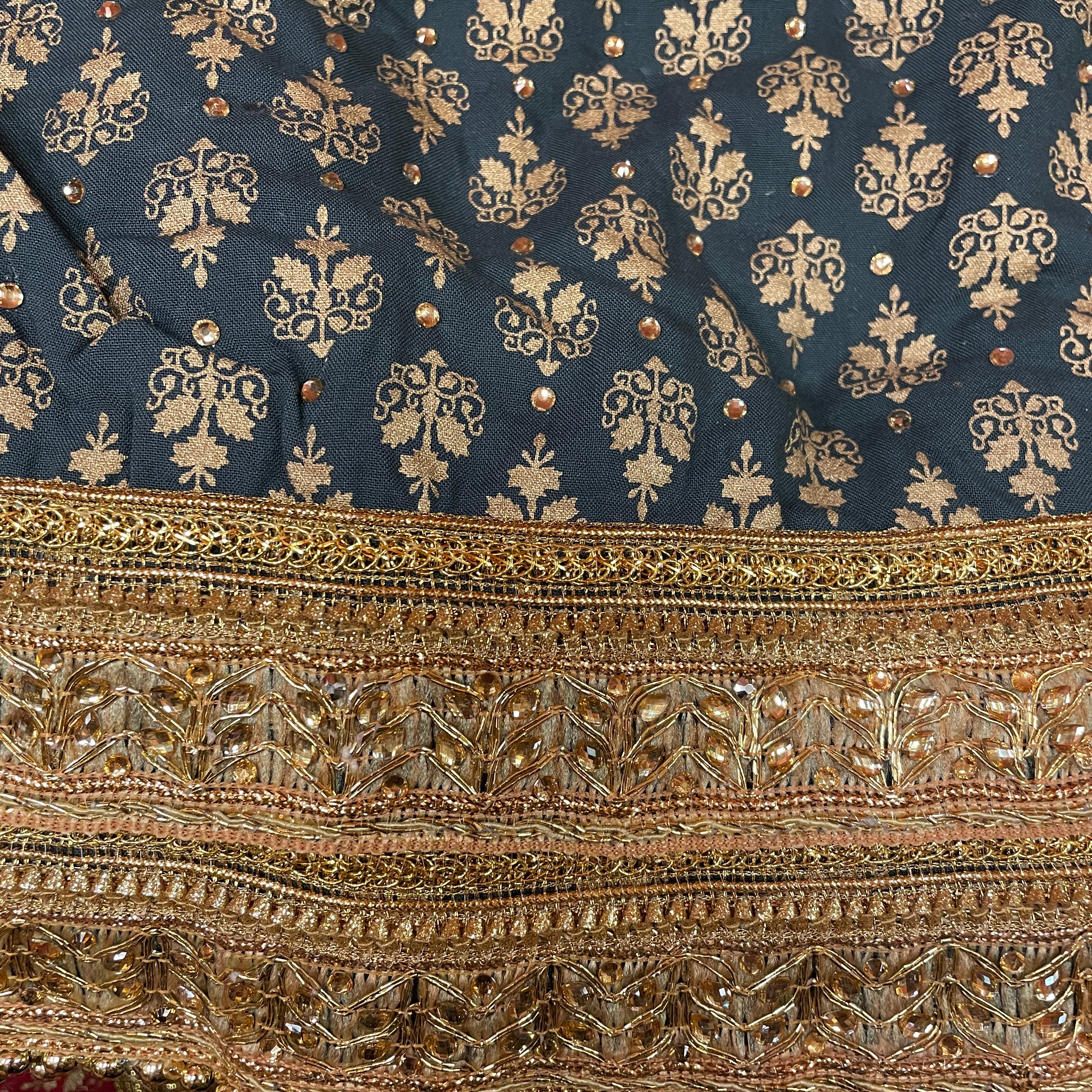 DT Gold Block Print Lehengas-10 Colors - Vintage India NYC