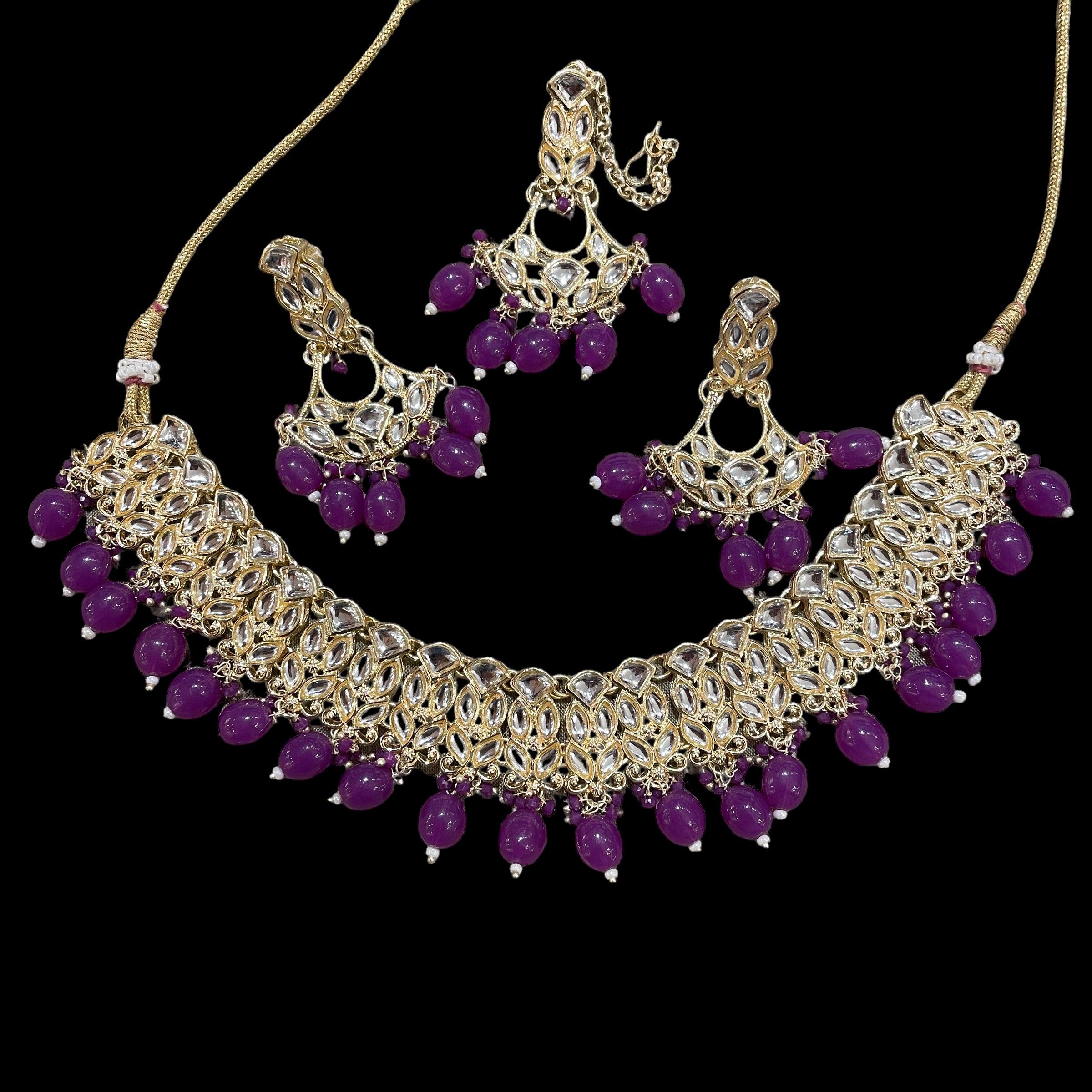 AH Fan and stone Necklace Sets - Vintage India NYC