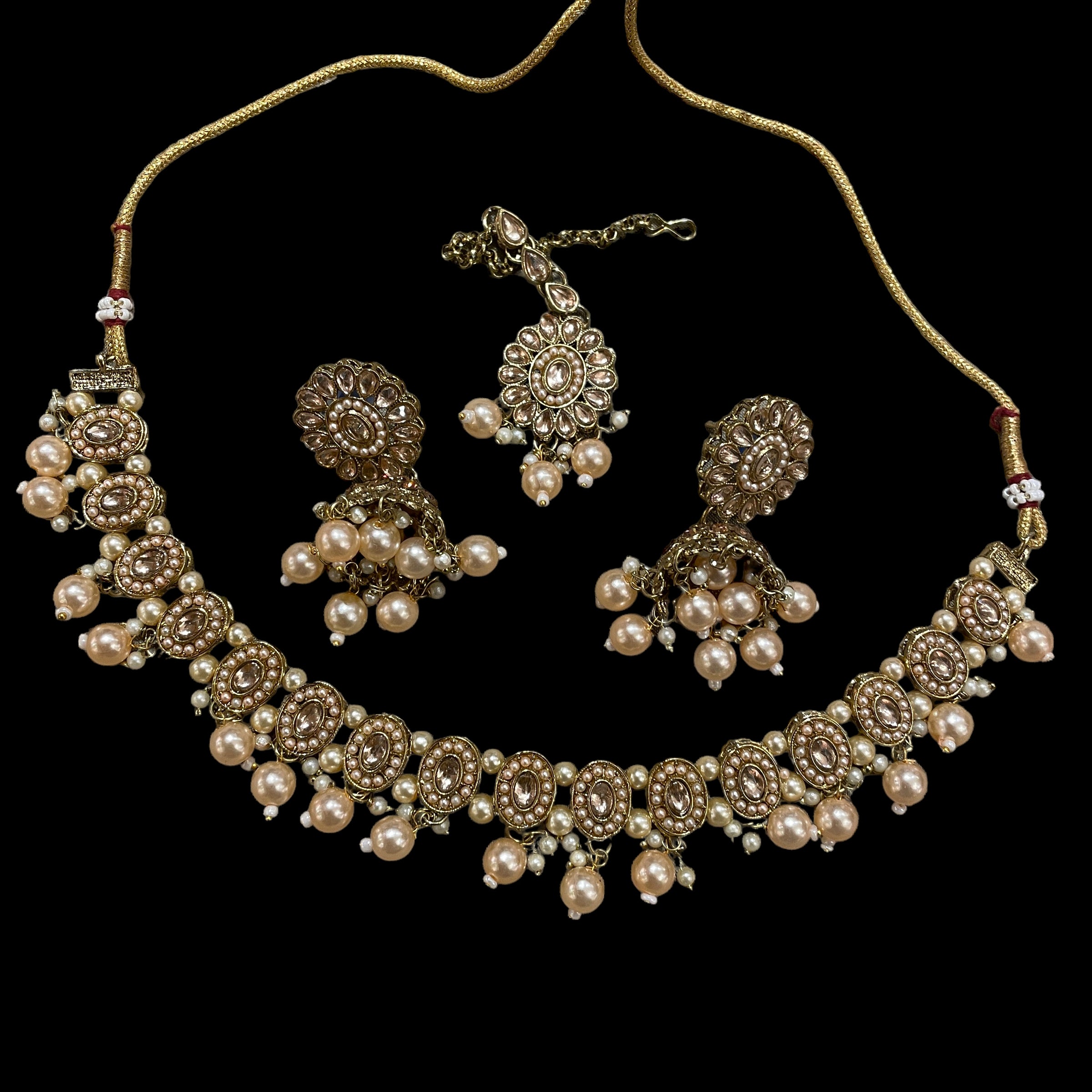 AH Oval and Pearl Necklace Sets - Vintage India NYC