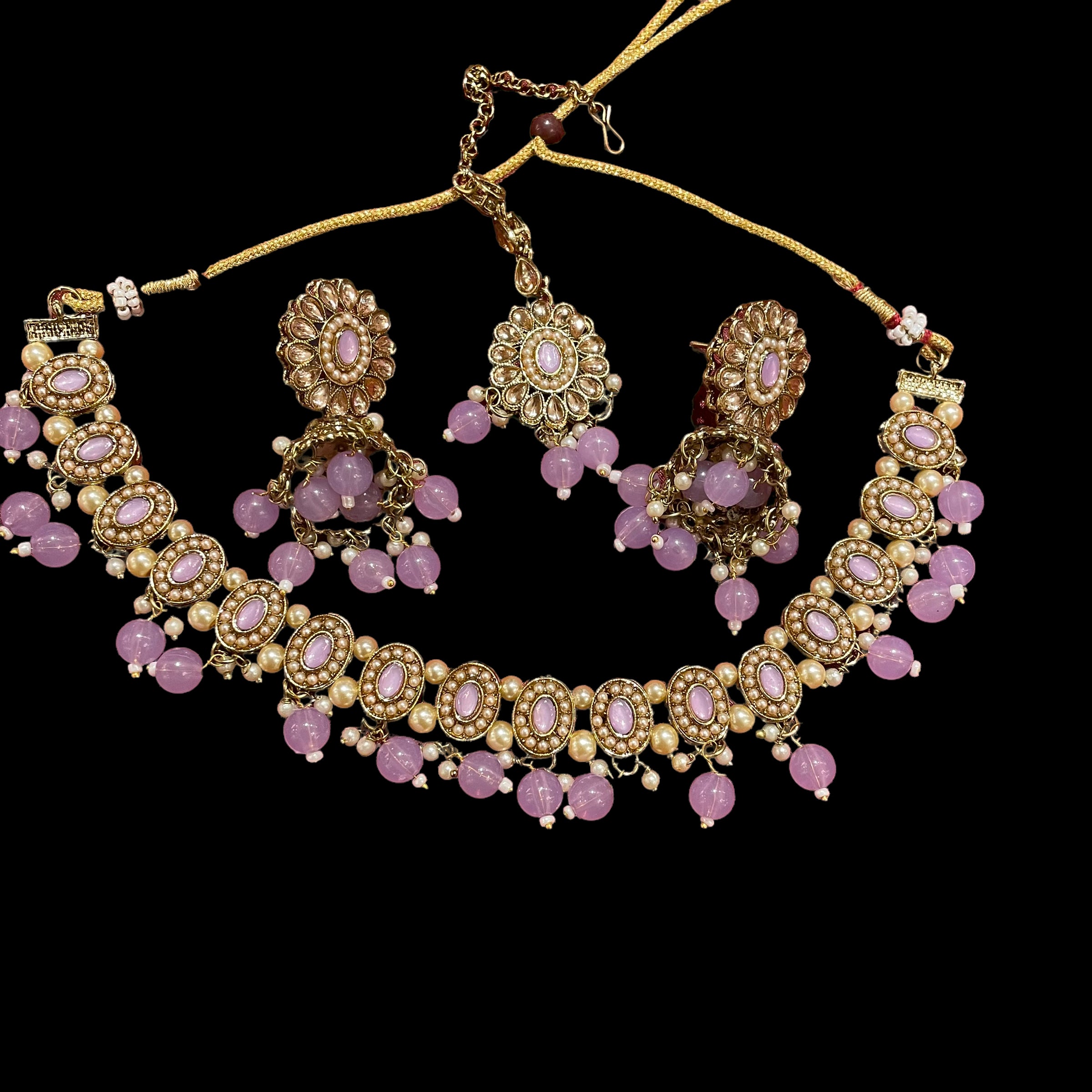 AH Oval and Pearl Necklace Sets - Vintage India NYC