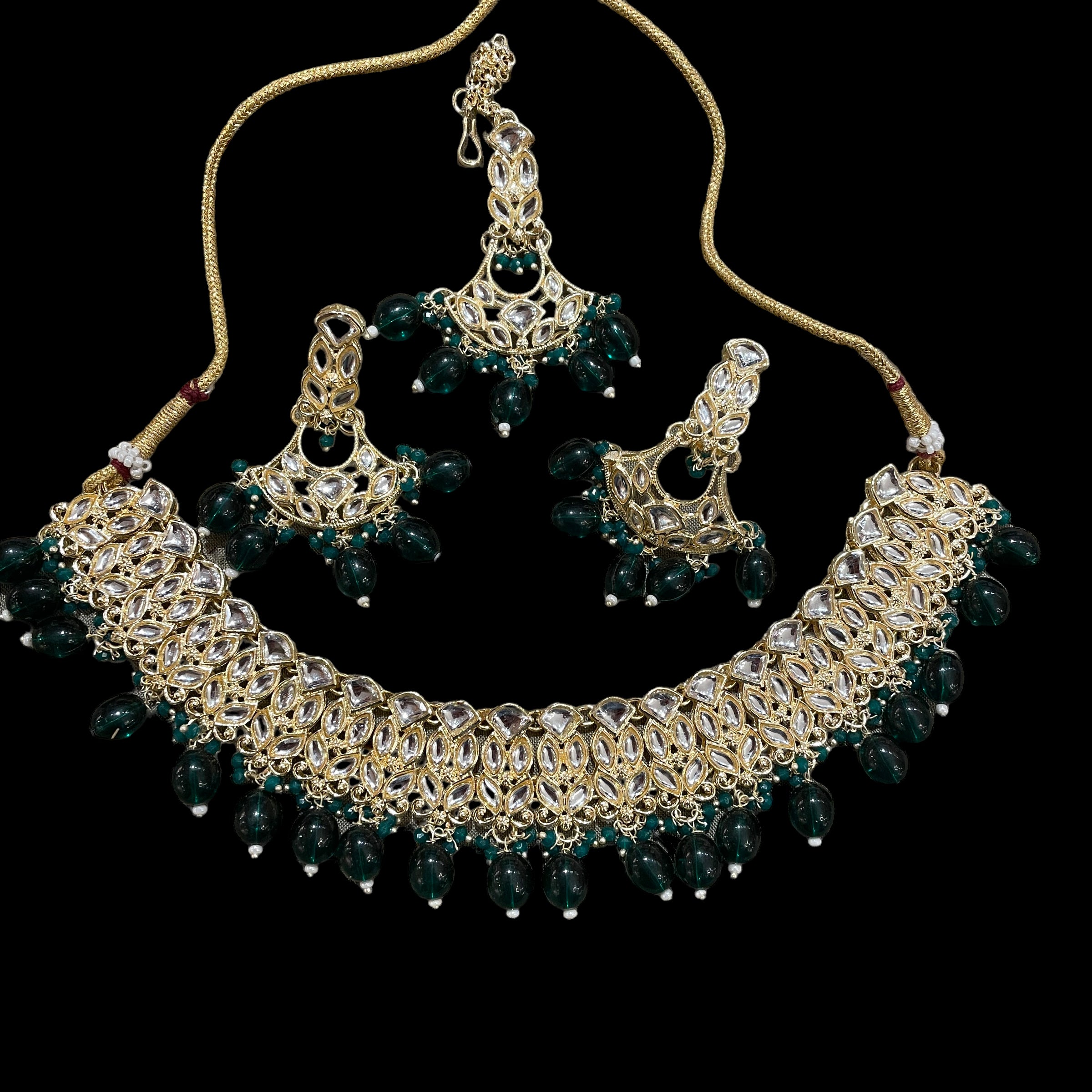 AH Fan and stone Necklace Sets - Vintage India NYC