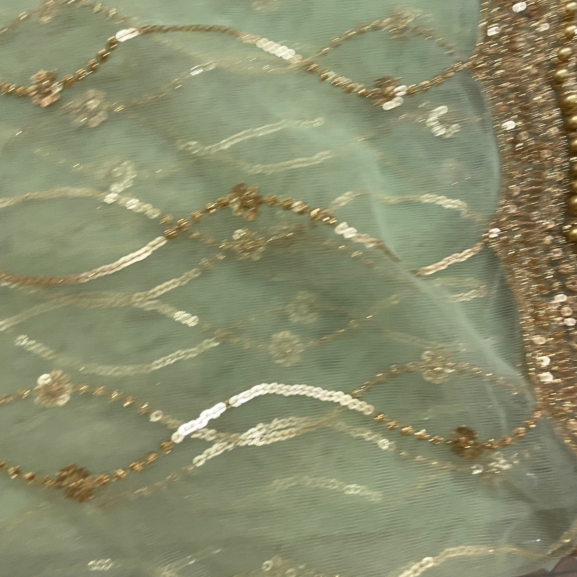 DT Gold Scallop Embroidered Dupatta - Vintage India NYC