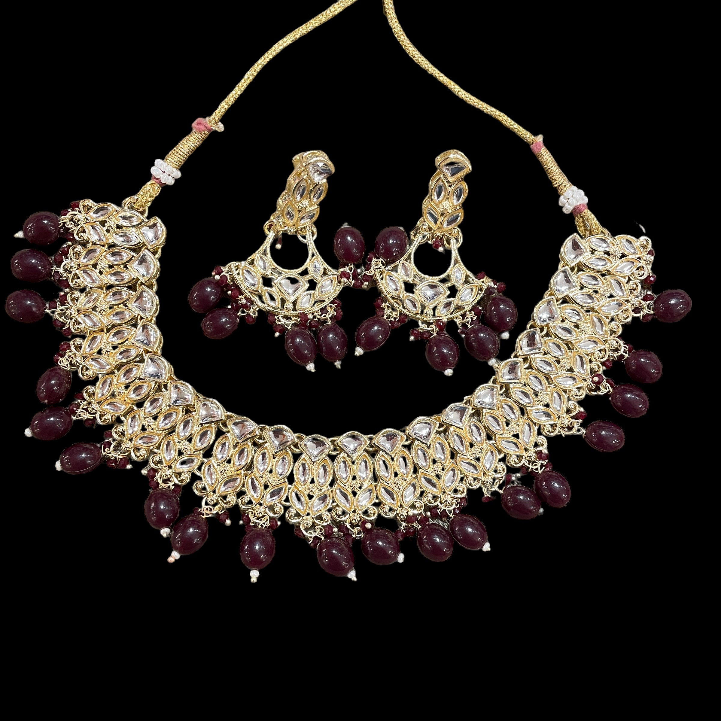 AH Fan and stone Necklace Sets - Vintage India NYC