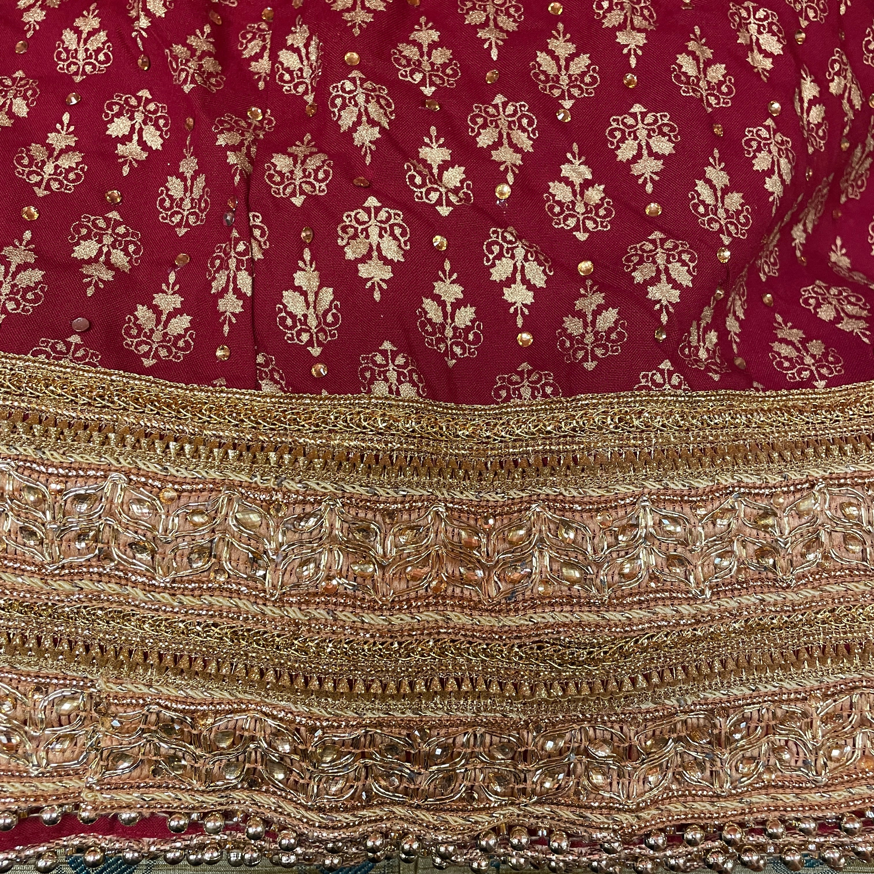 DT Gold Block Print Lehengas-10 Colors - Vintage India NYC