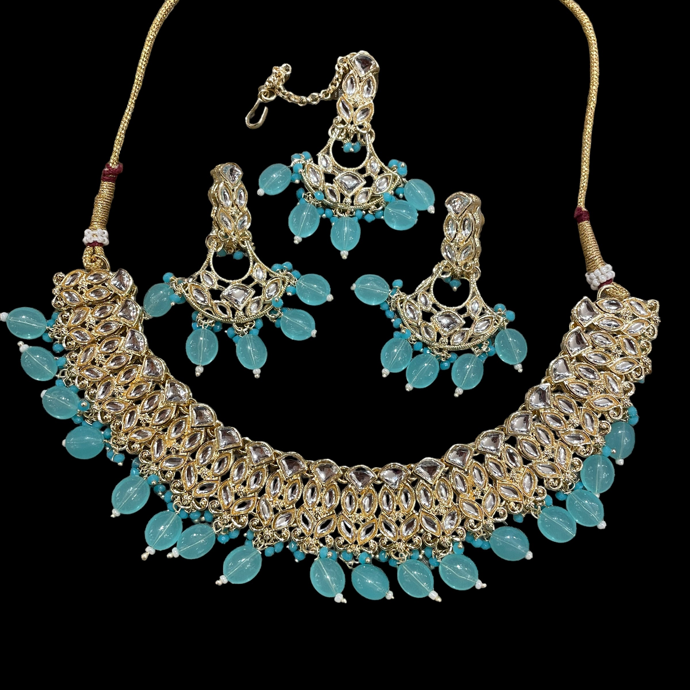 AH Fan and stone Necklace Sets - Vintage India NYC