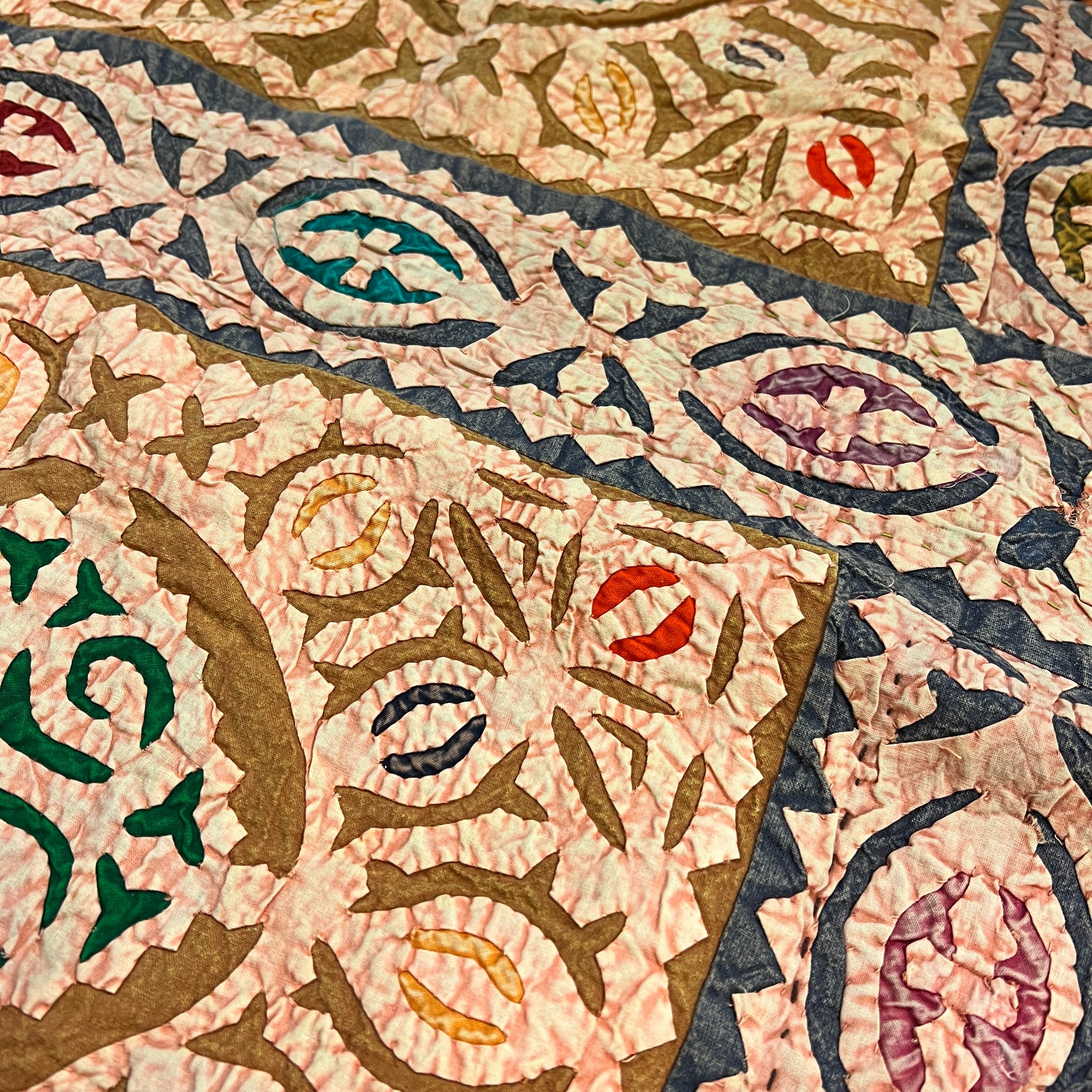 Hand Made Cutwork Bedcover 1 - Vintage India NYC