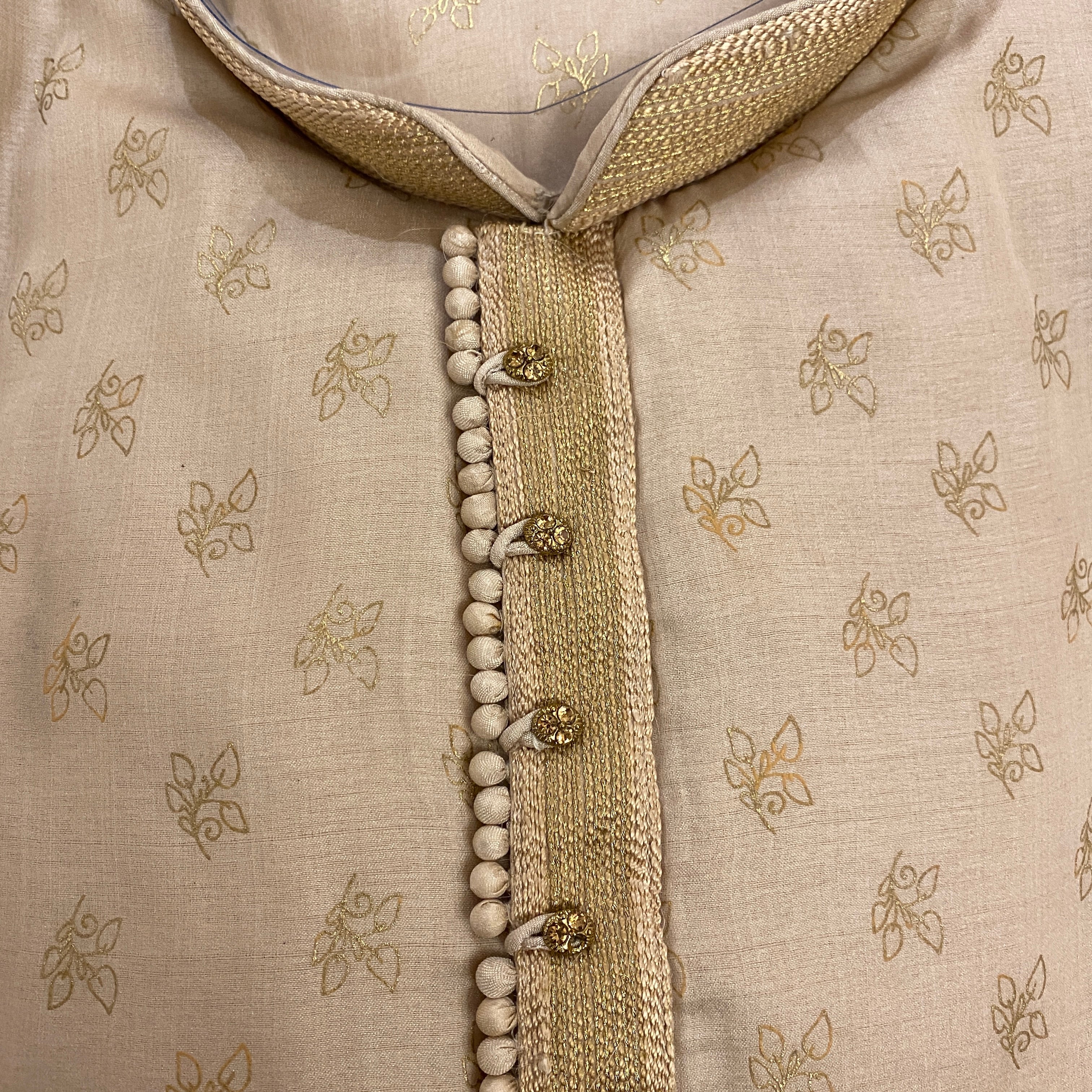 YD Silk with Gold Print Kurta-3 Colors - Vintage India NYC