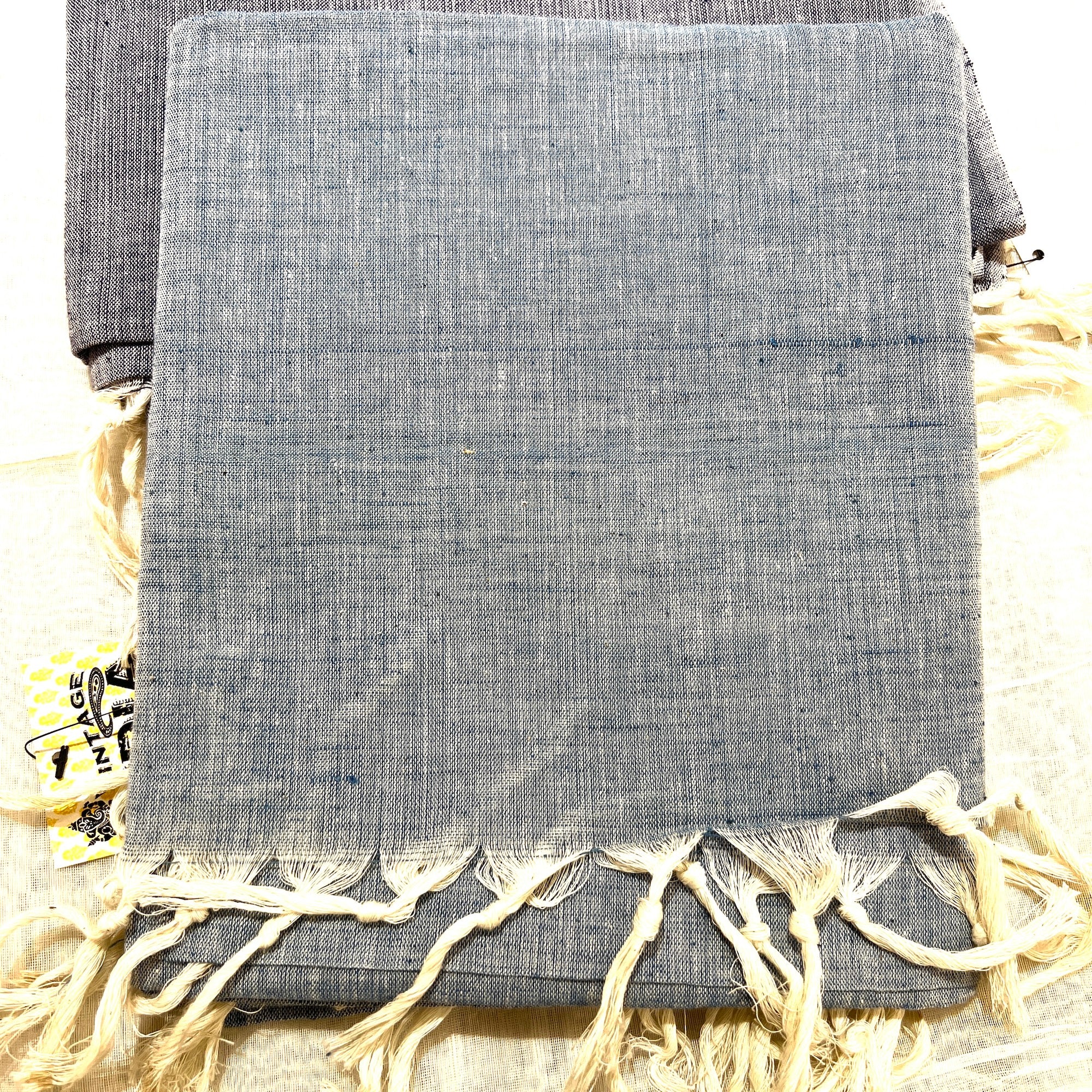 Handwoven Indigo Cotton Khadi Shawls - Vintage India NYC