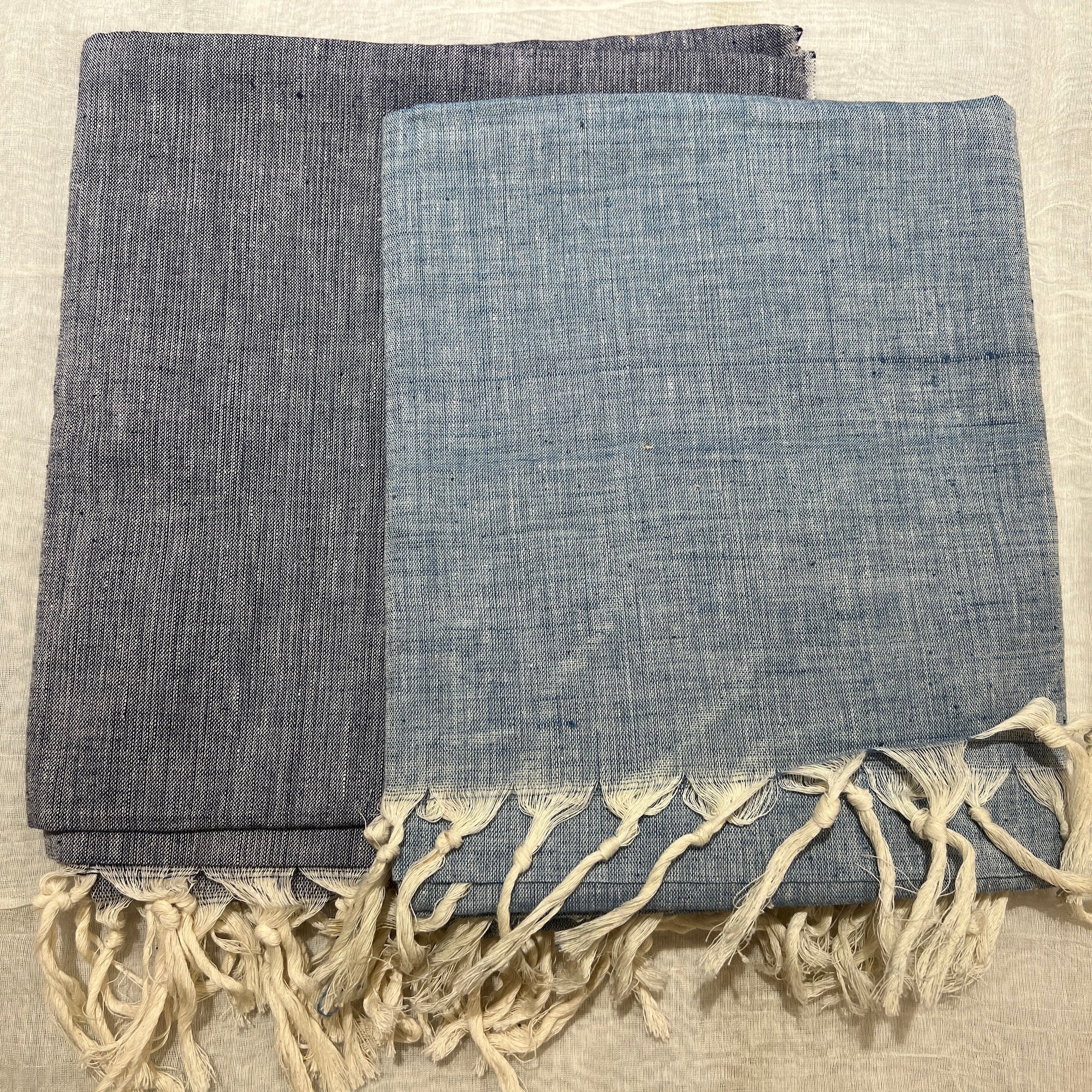 Handwoven Indigo Cotton Khadi Shawls - Vintage India NYC