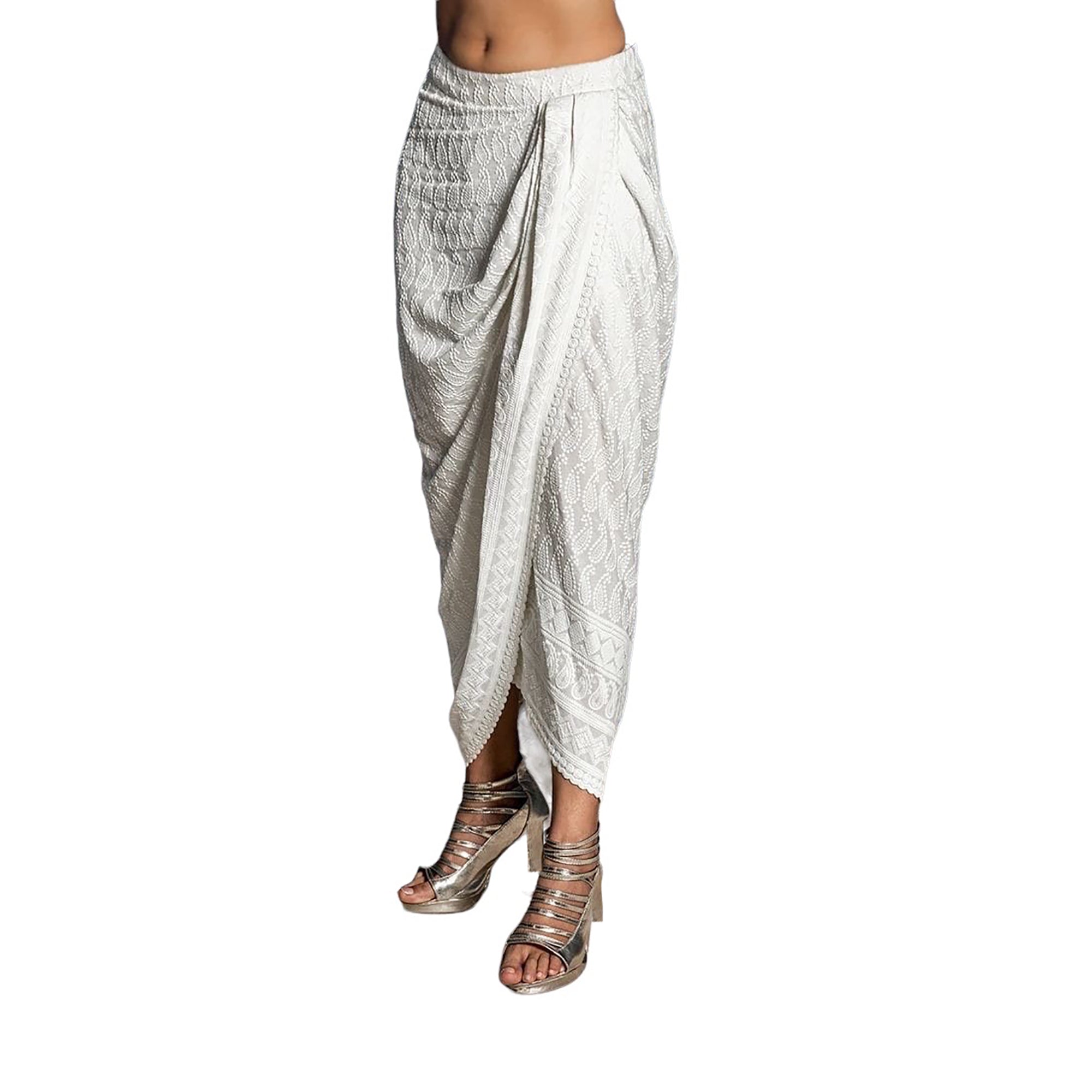 Dhoti Skirt Lucknowi Fabric - Vintage India NYC