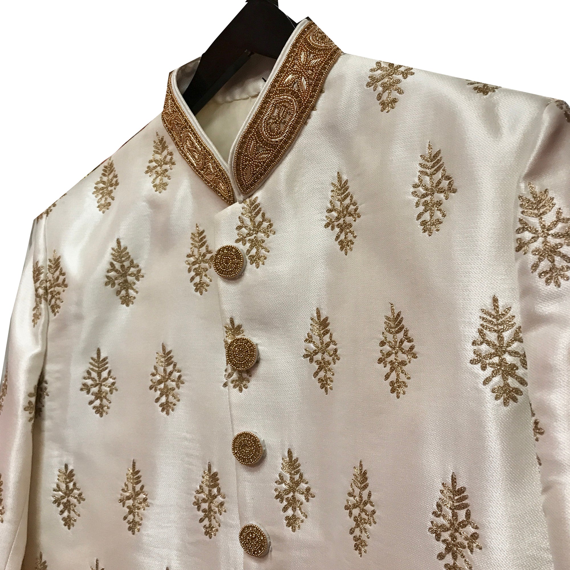 YD Ivory Gold Motif Sherwani - Vintage India NYC