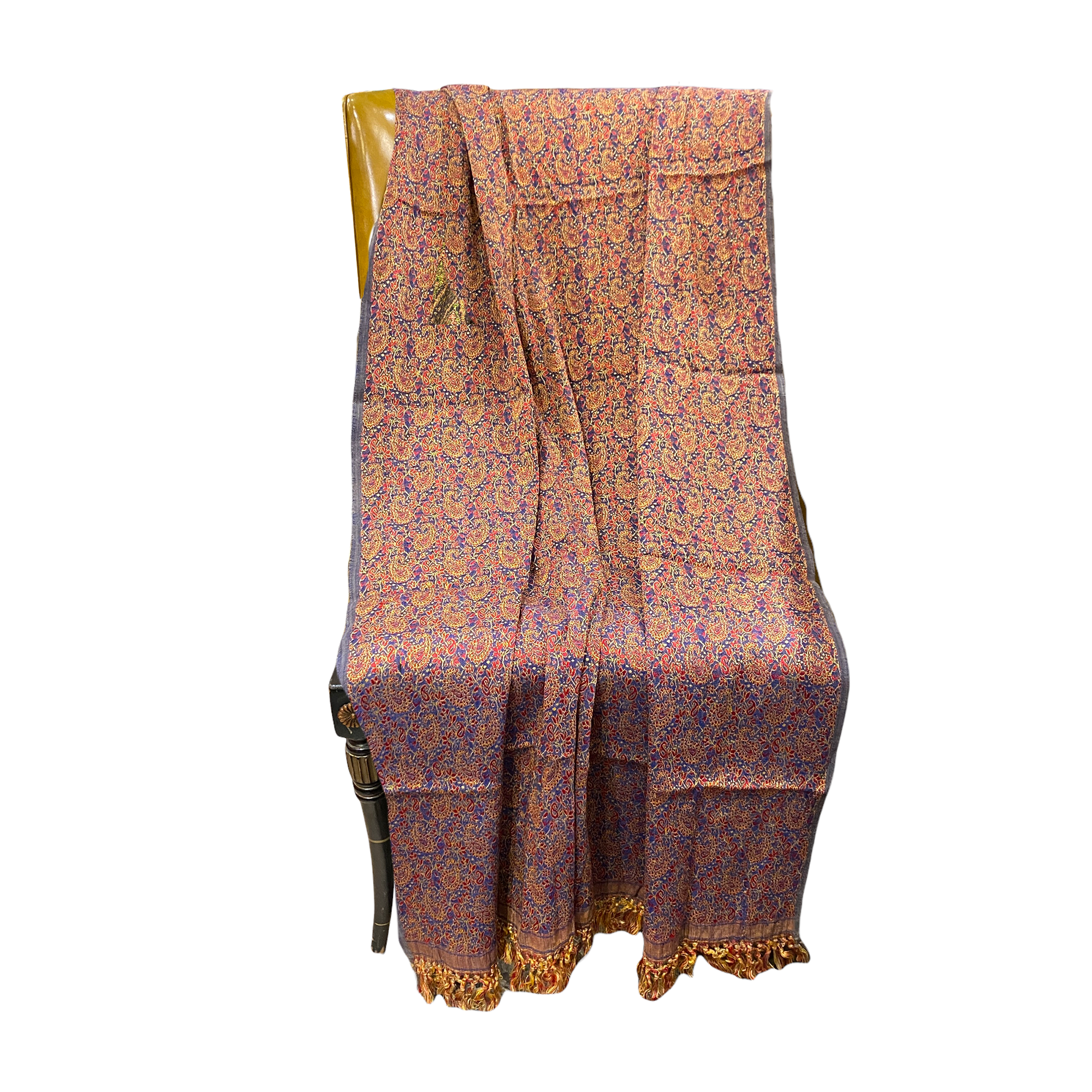 Handwoven Silk & Wool Jamawar Shawl - Vintage India NYC