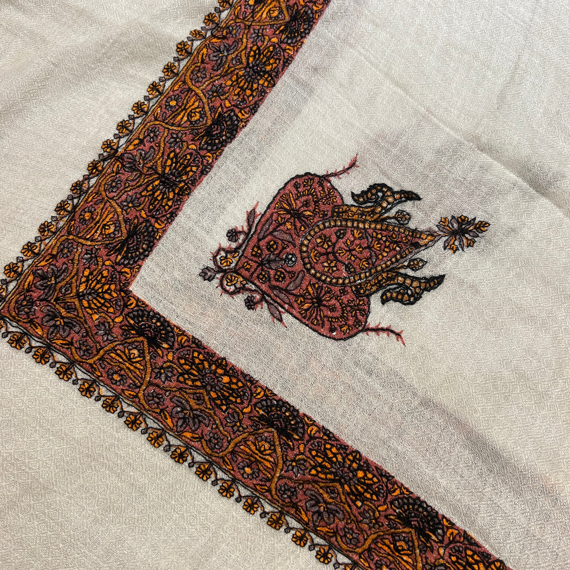 YD Kashmiri Embroidered Scarves - Various Colors - Vintage India NYC