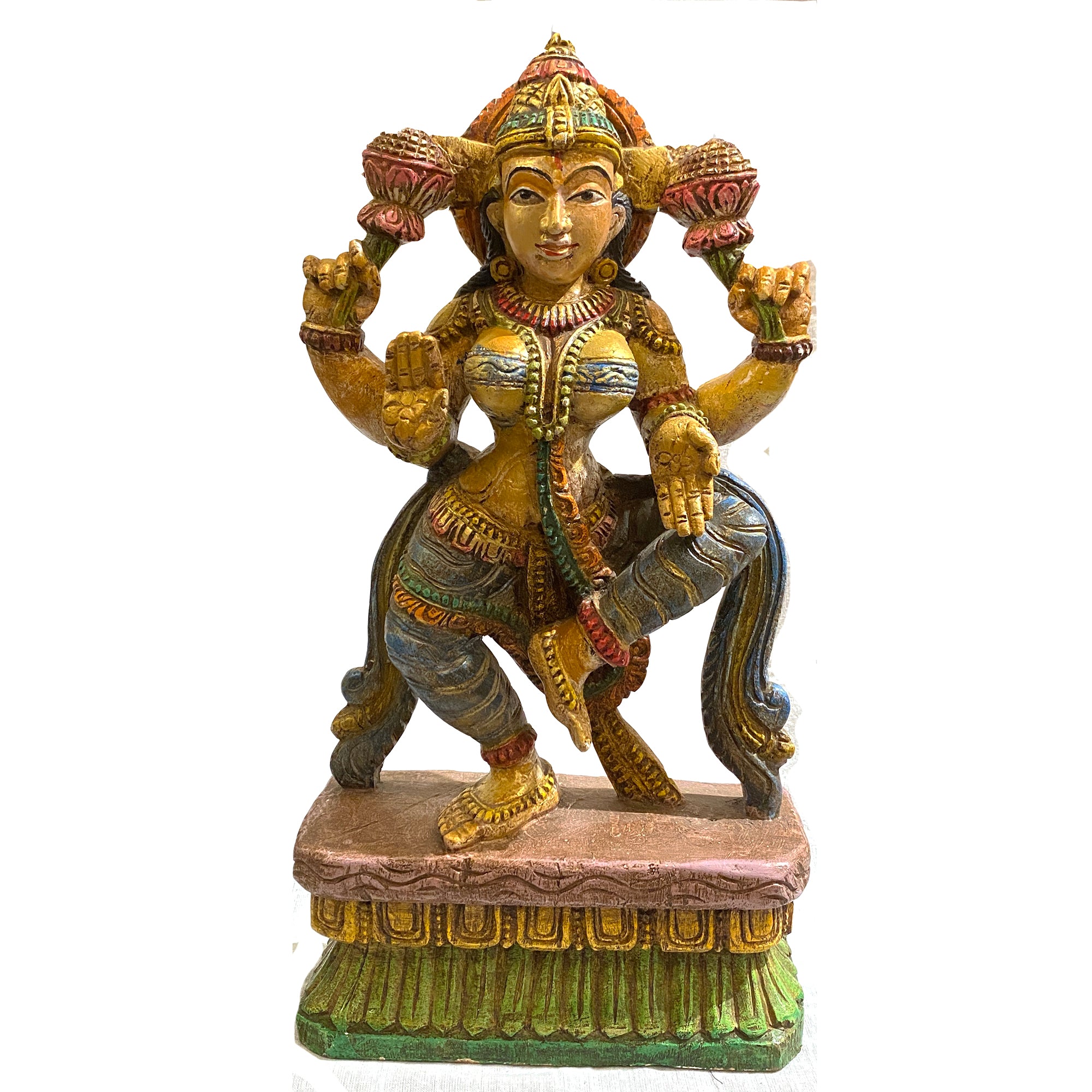 Wooden Lakshmi  Statue - Vintage India NYC