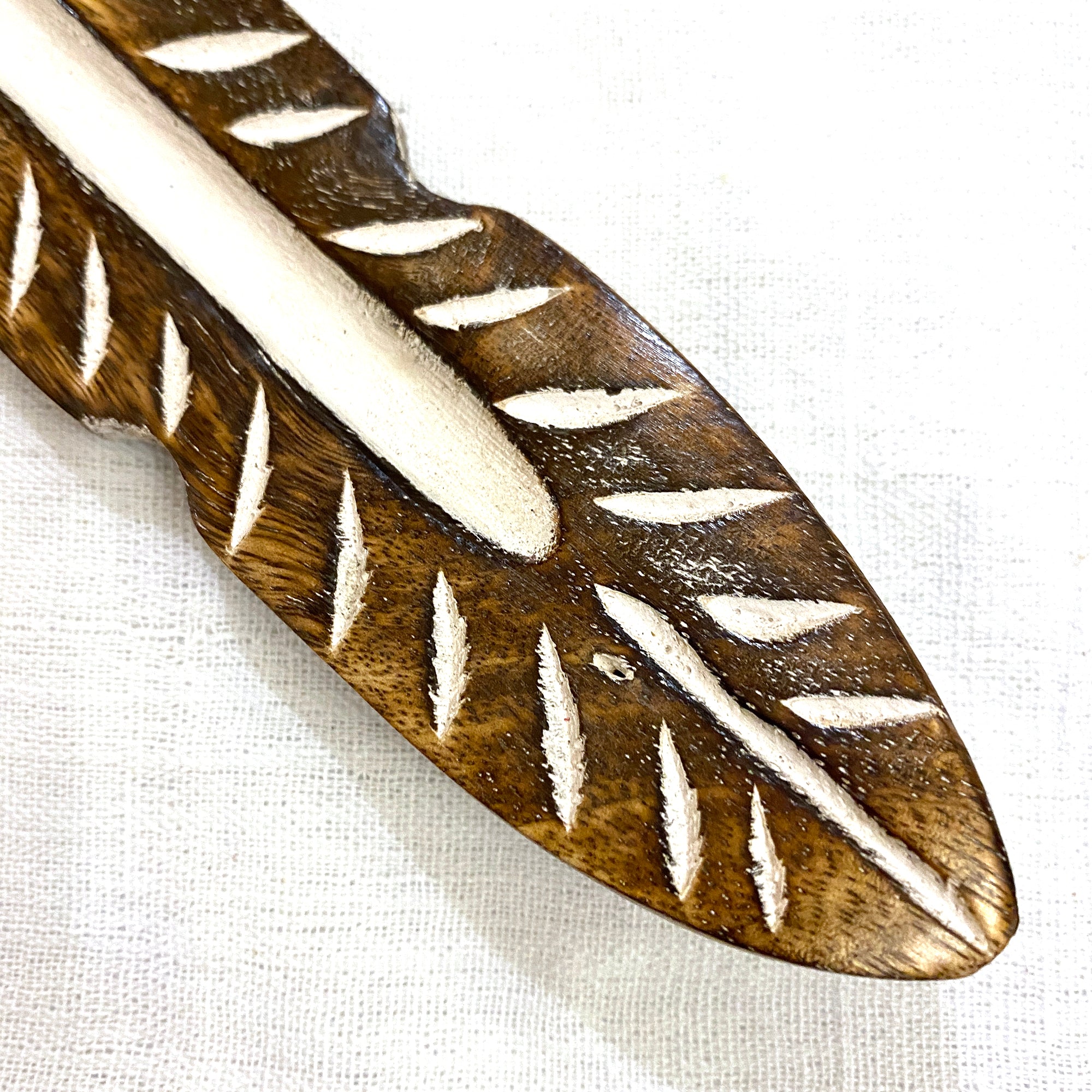 Handmade Leaf Wooden Incense Holder - Vintage India NYC