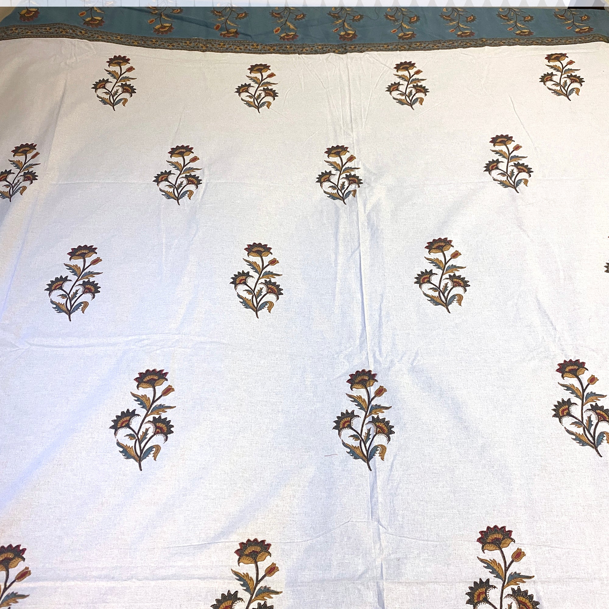 LH Floral Block Print Bedcover - Vintage India NYC