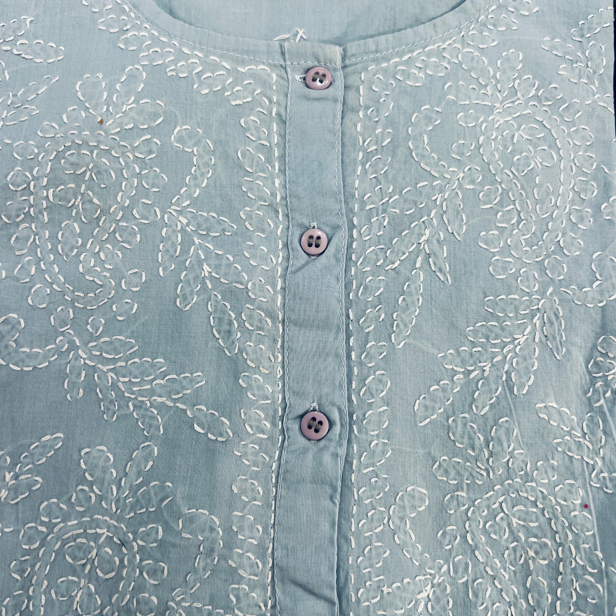 Cotton Chikan Short Kurtas 500-6 Colors - Vintage India NYC