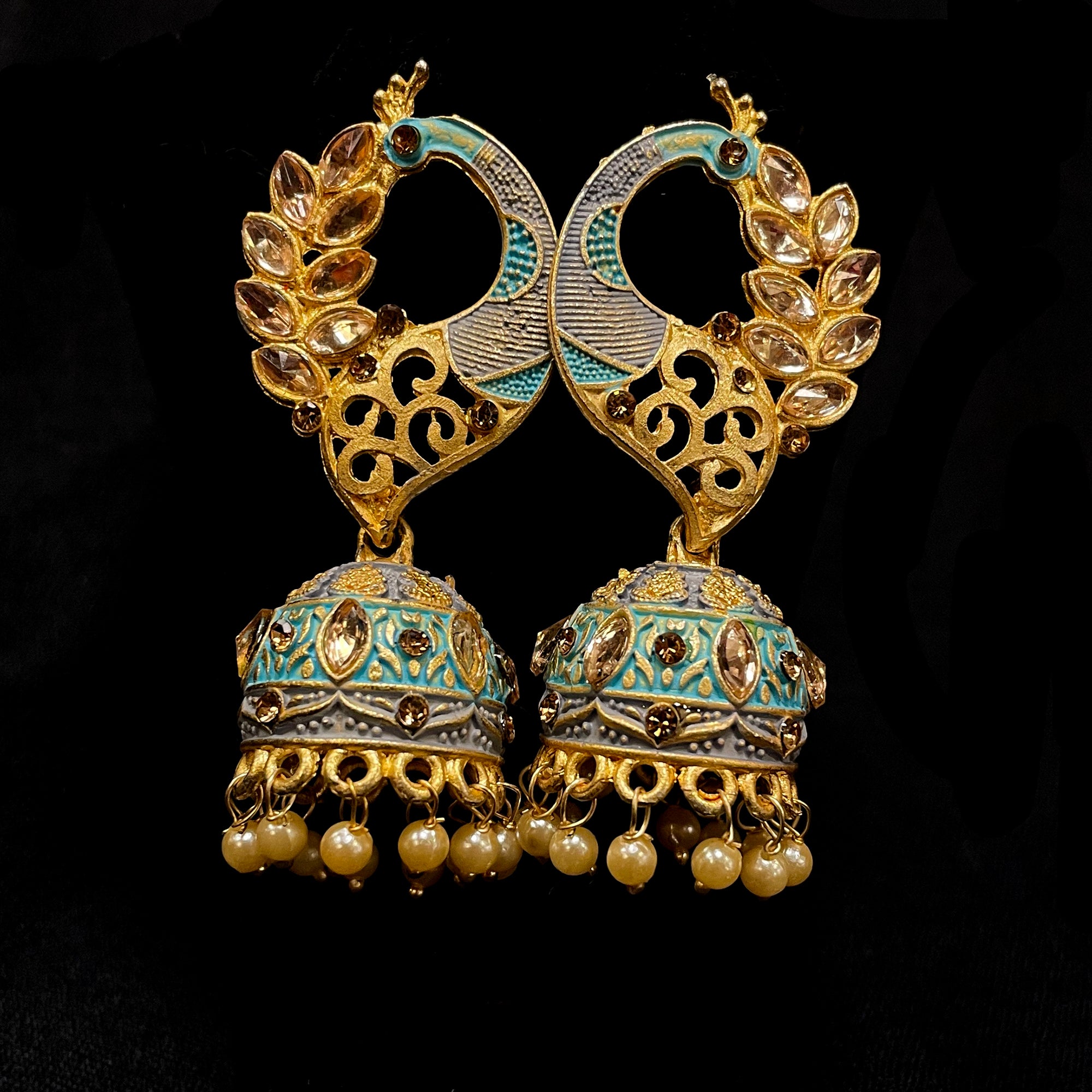 Enamel Jhumki Earrings-5 Colors - Vintage India NYC