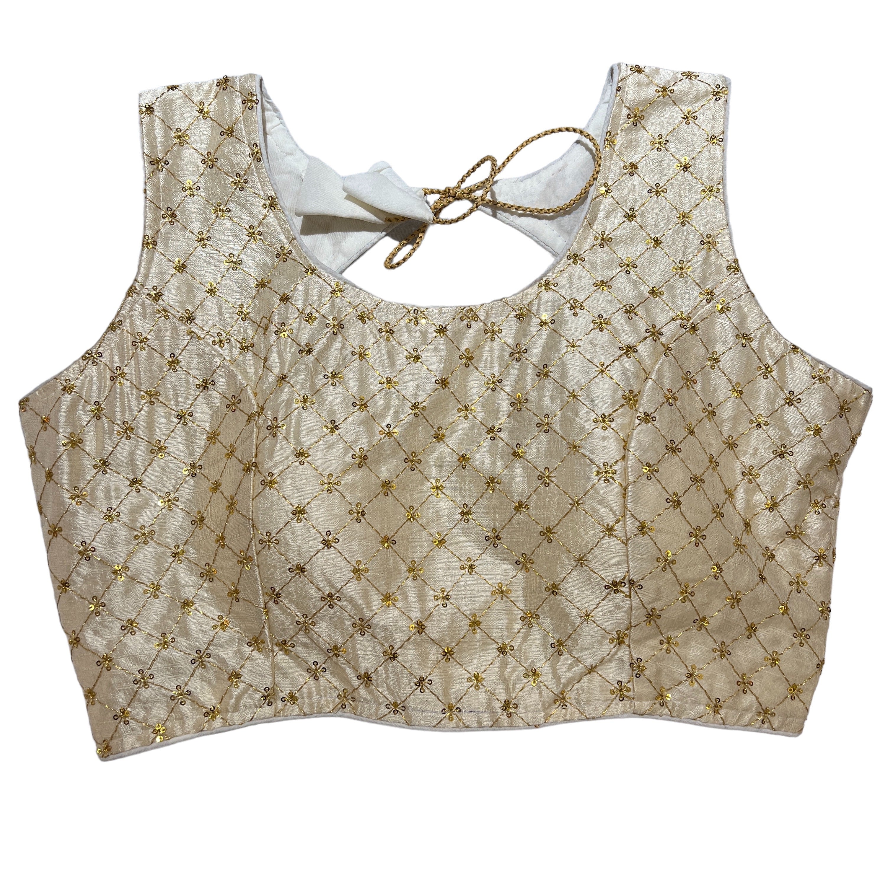 Light Gold Diamond Choli Blouse - Vintage India NYC