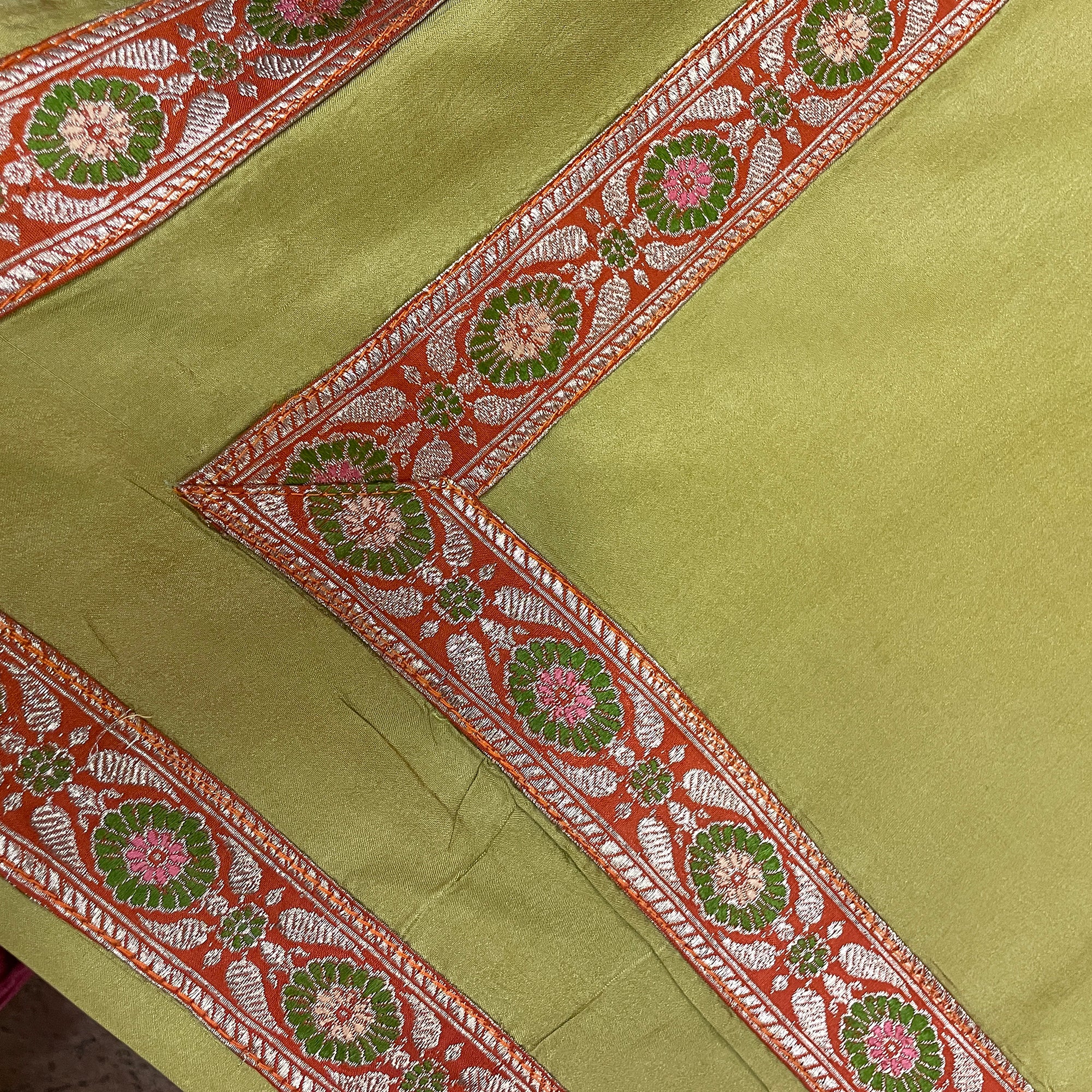 Lime Silk Saree - Vintage India NYC