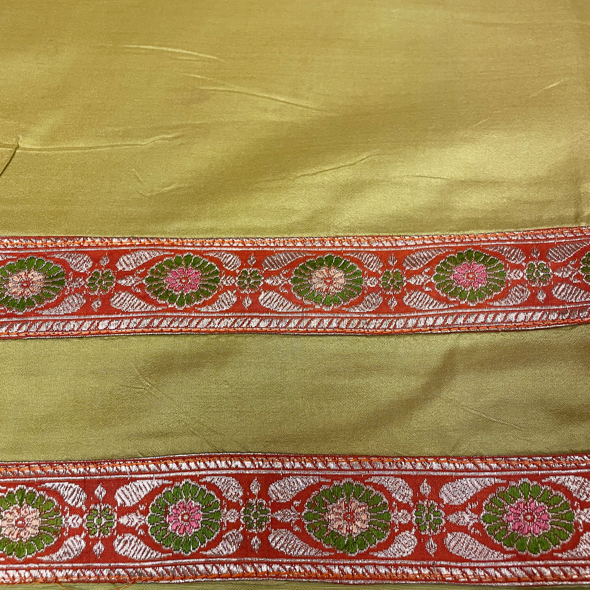 Lime Silk Saree - Vintage India NYC