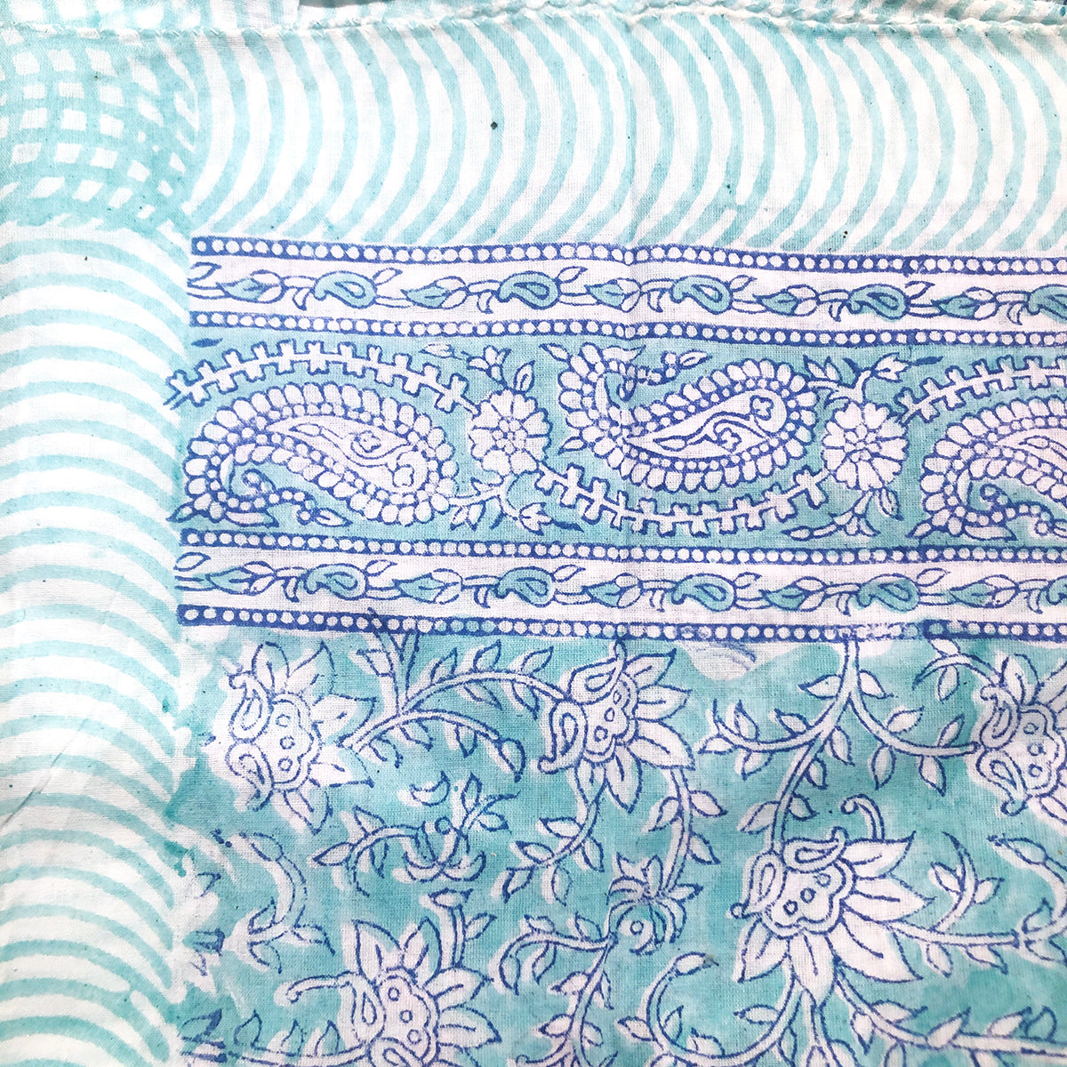 BR cotton Blockprint Scarf-Blues - Vintage India NYC