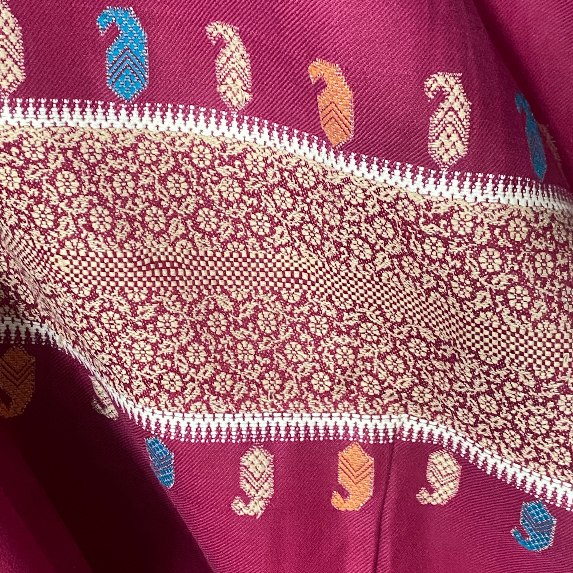 Vintage Magenta Wool Shawl-506 - Vintage India NYC