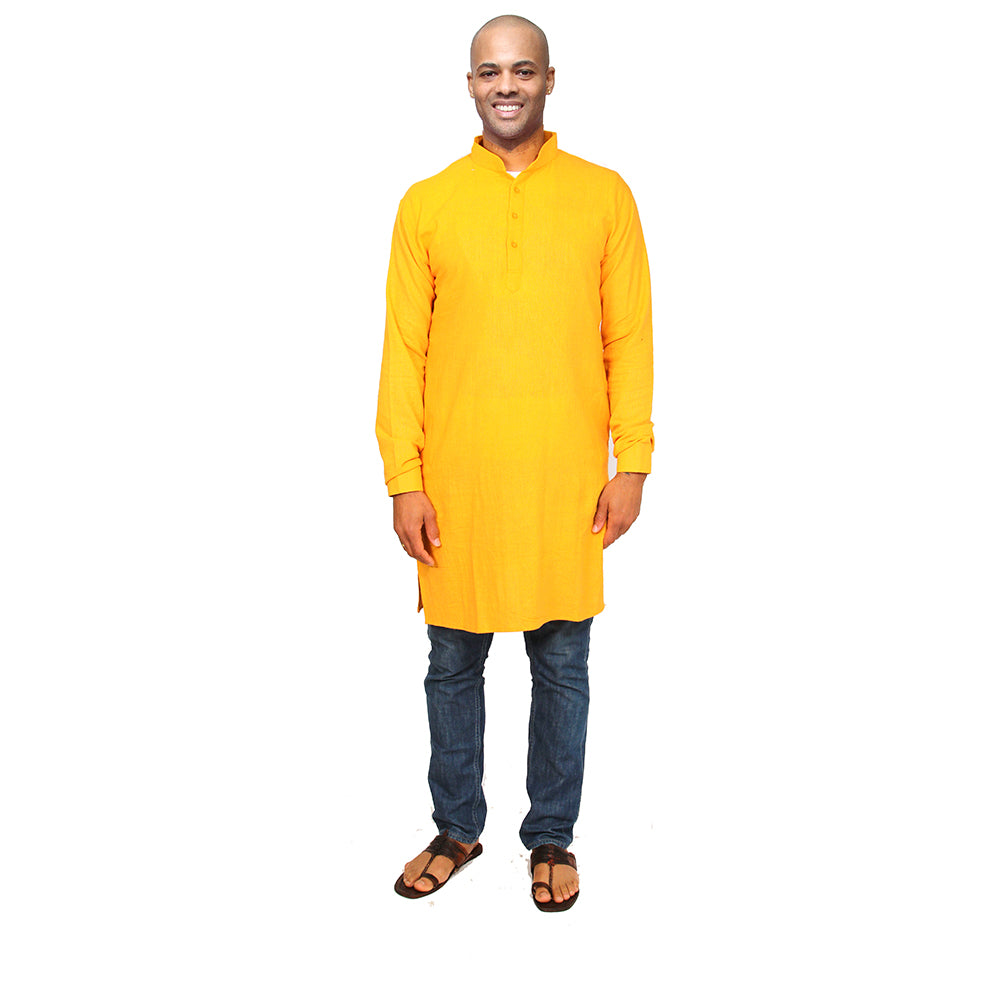 Organic cotton kurta saffron - Vintage India NYC