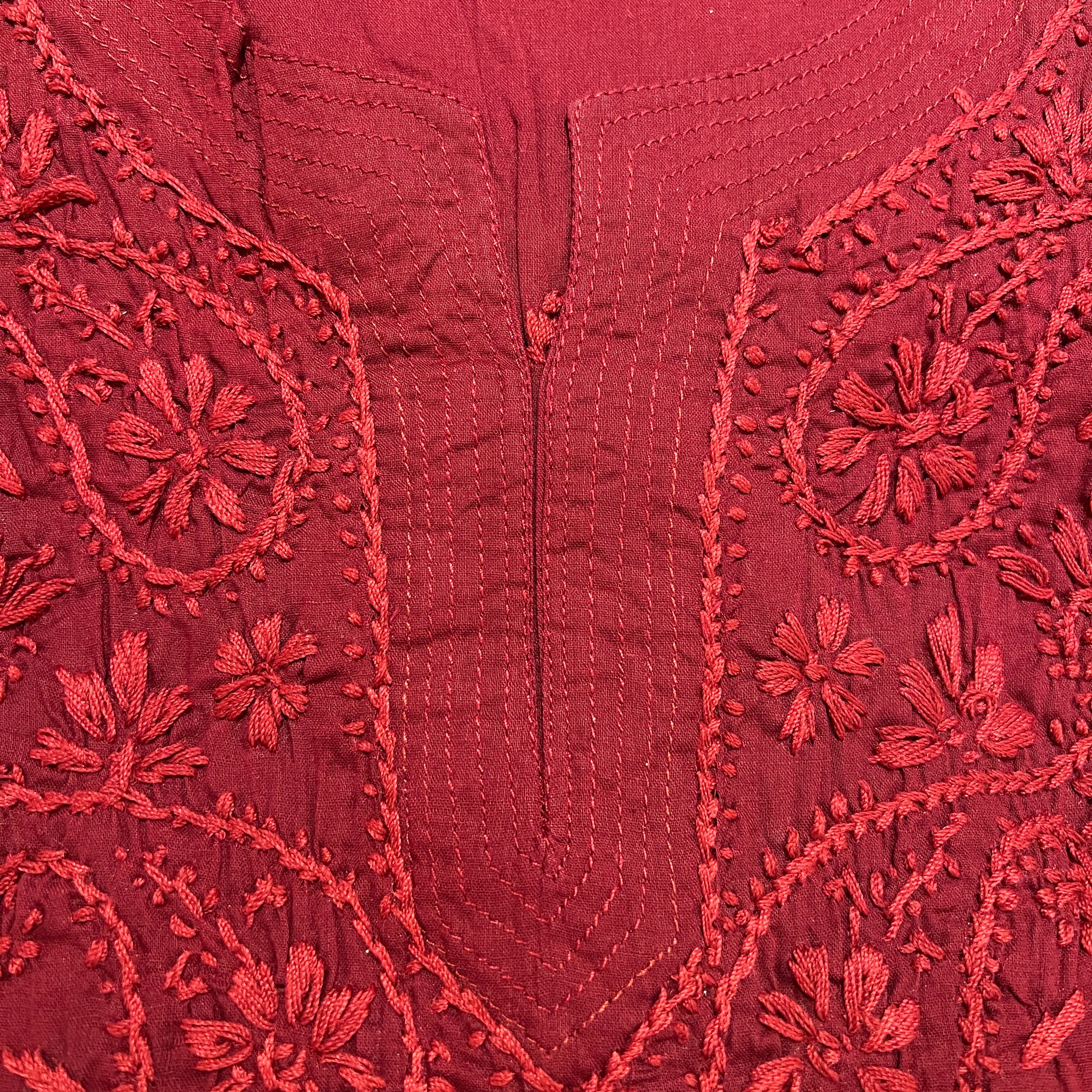 AR Short Embroidered Cotton Tunic Kurti-S - Vintage India NYC