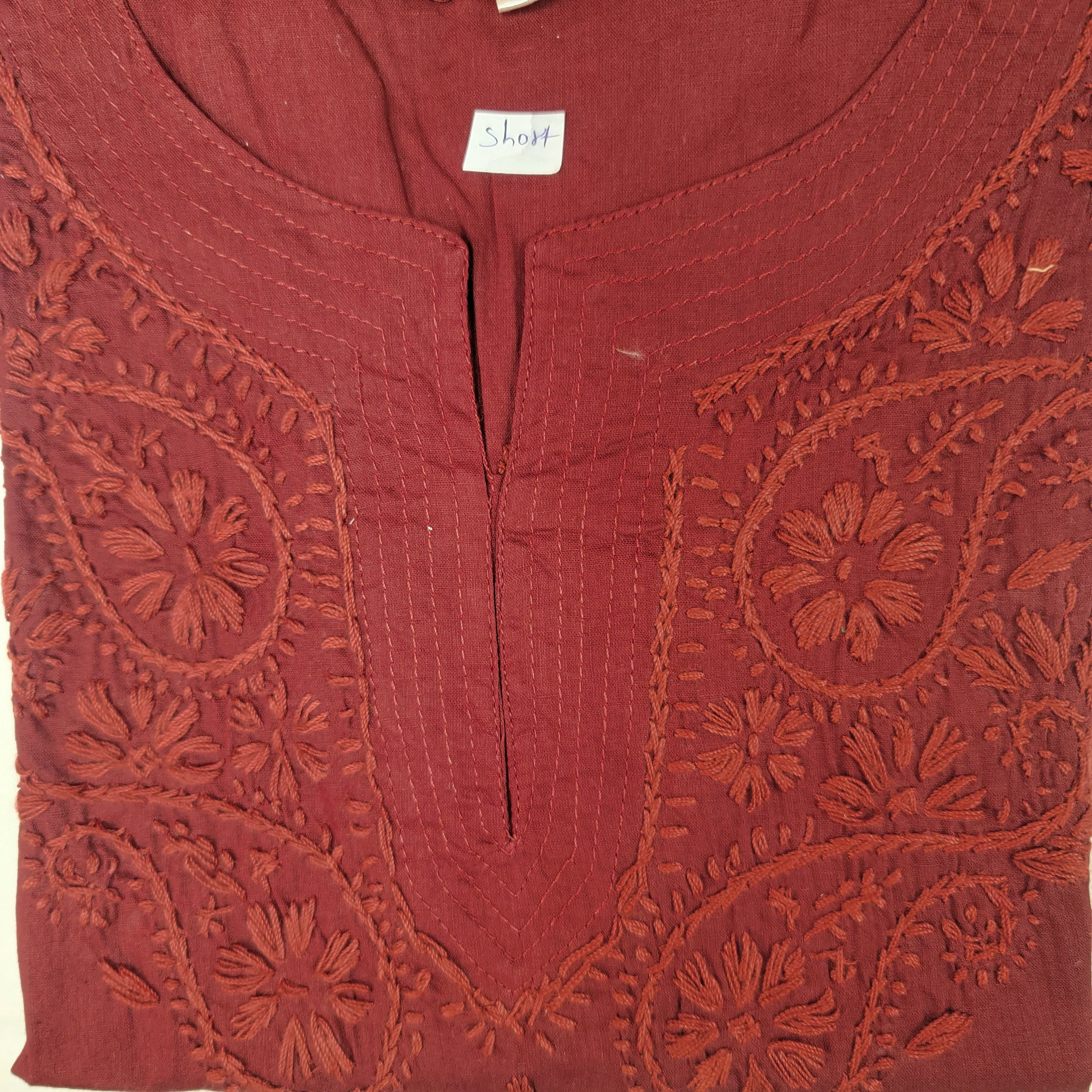 AR Short Embroidered Cotton Tunic Kurti-M - Vintage India NYC