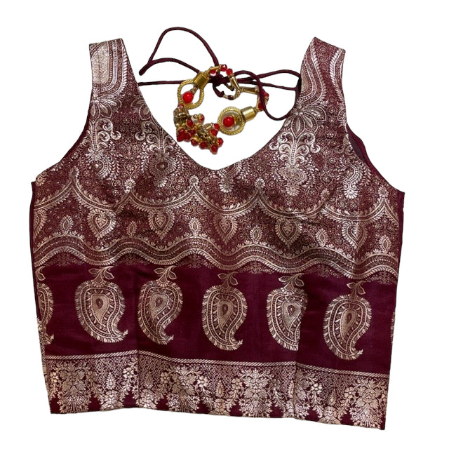 Brocade Saree Blouses-Size 28 - Vintage India NYC