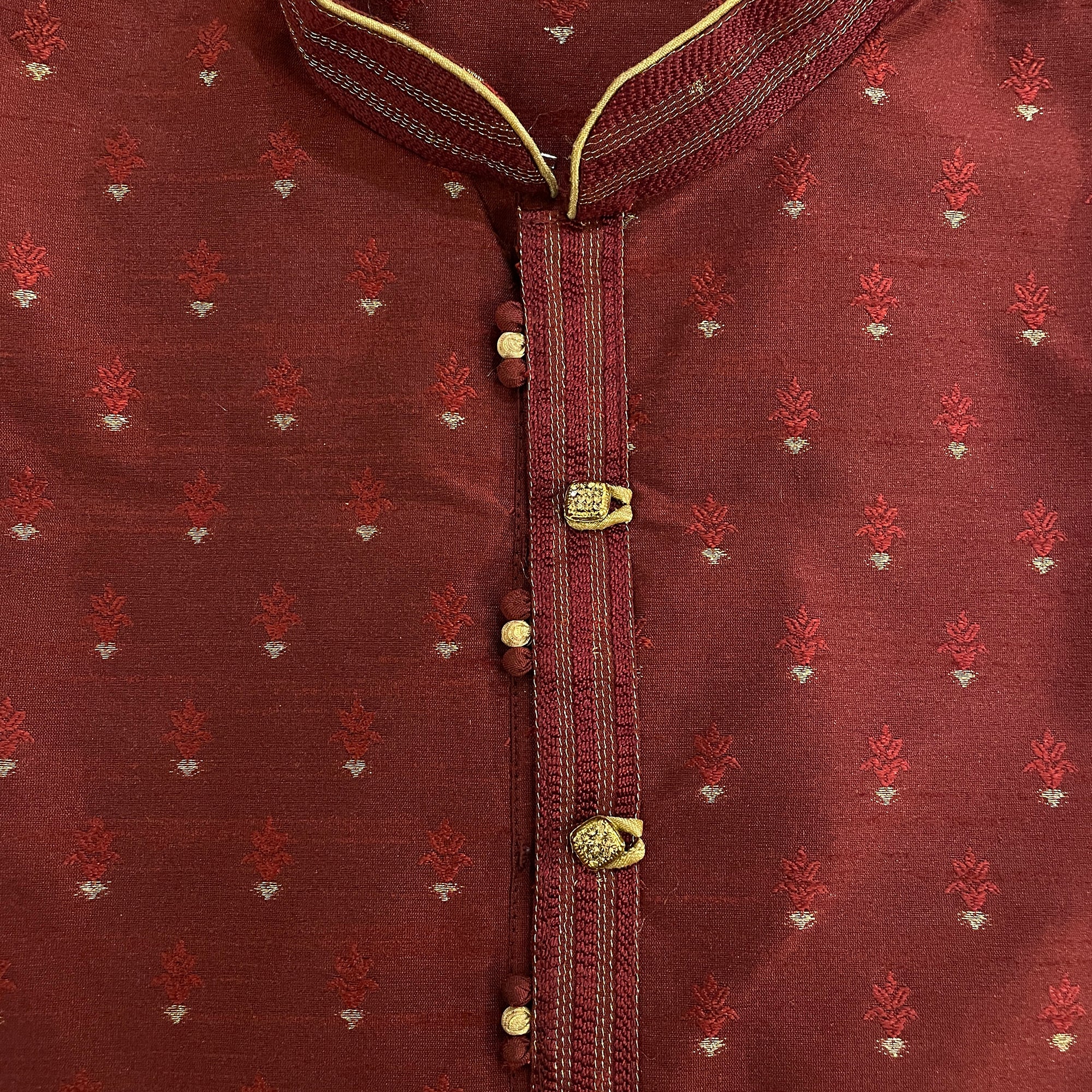 YD Maroon Brocade Kurta - Vintage India NYC
