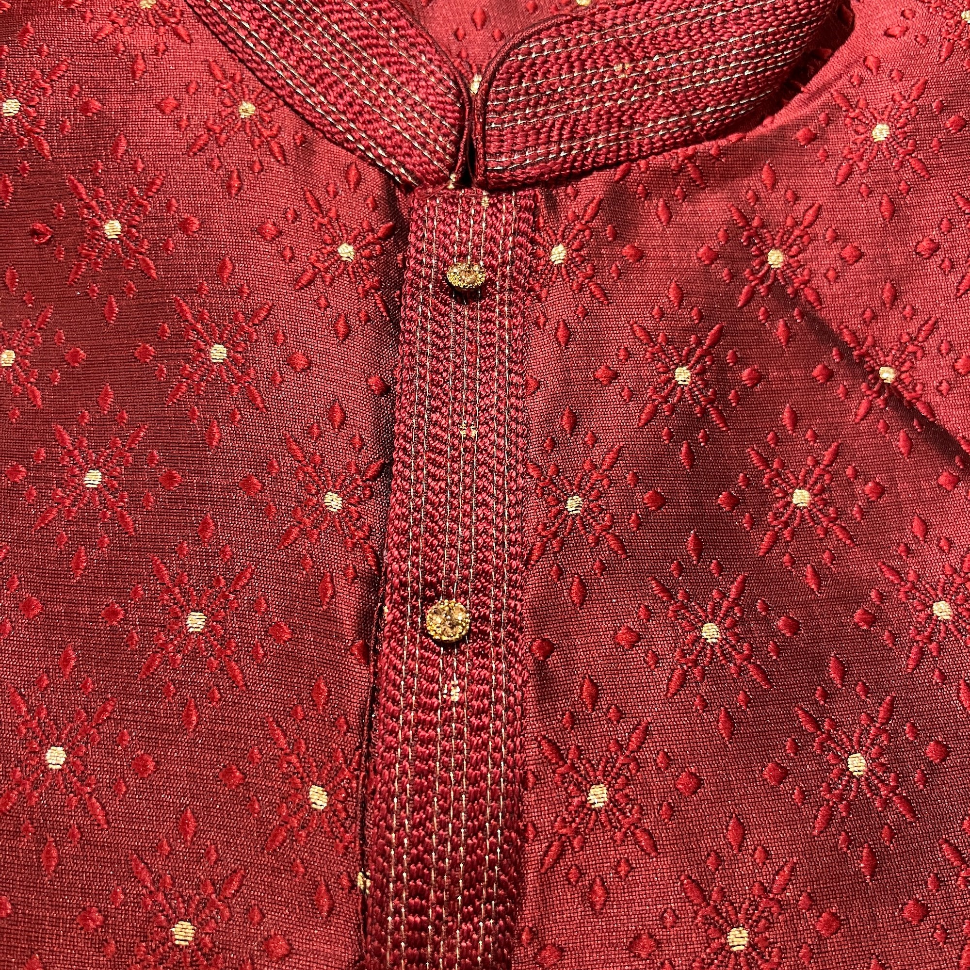 YD Diamond Flower Jacquard Kurta-4 Colors - Vintage India NYC